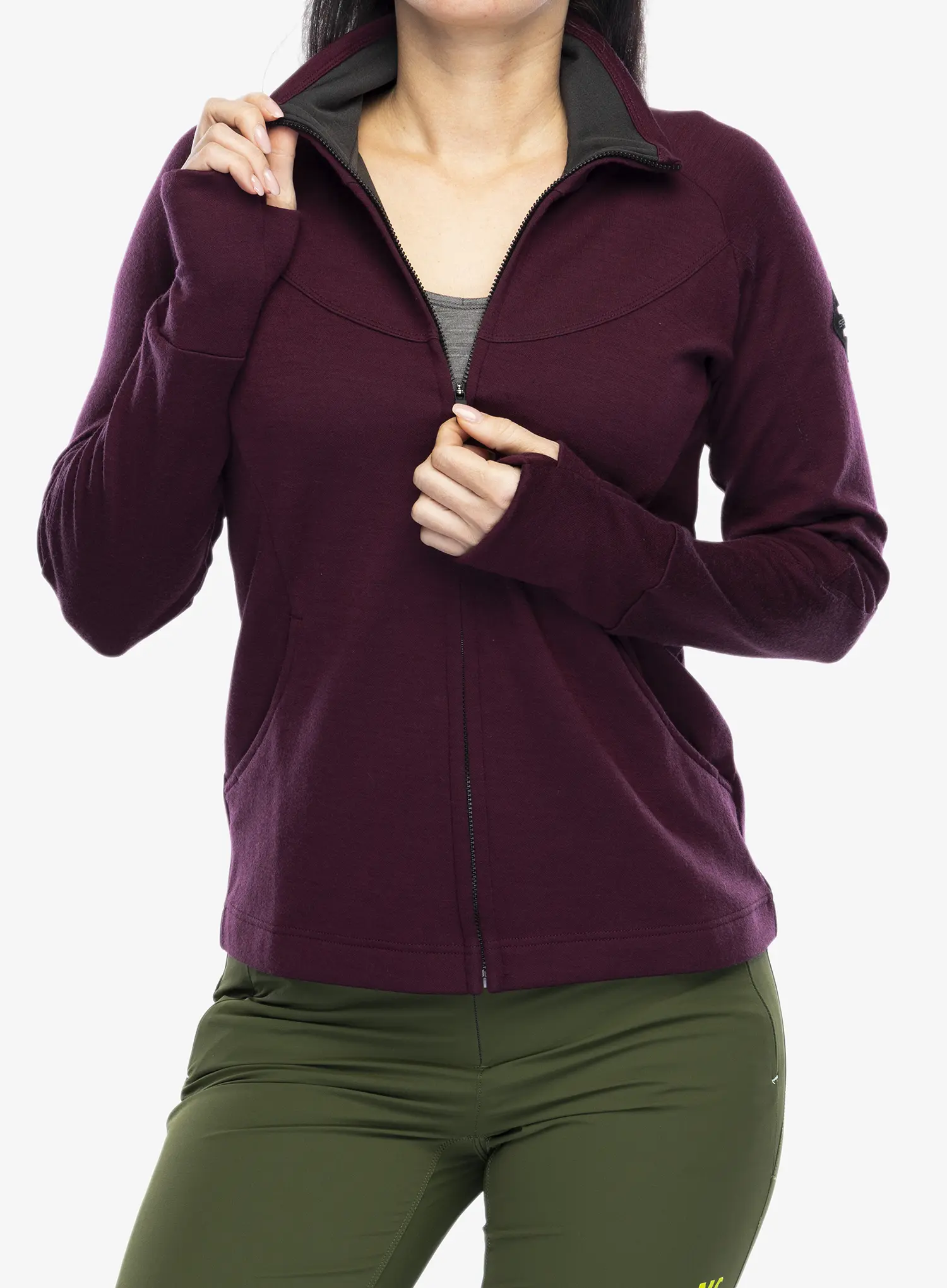 Ženska dukserica Sensor Merino Upper Fleece Full Zip - port red