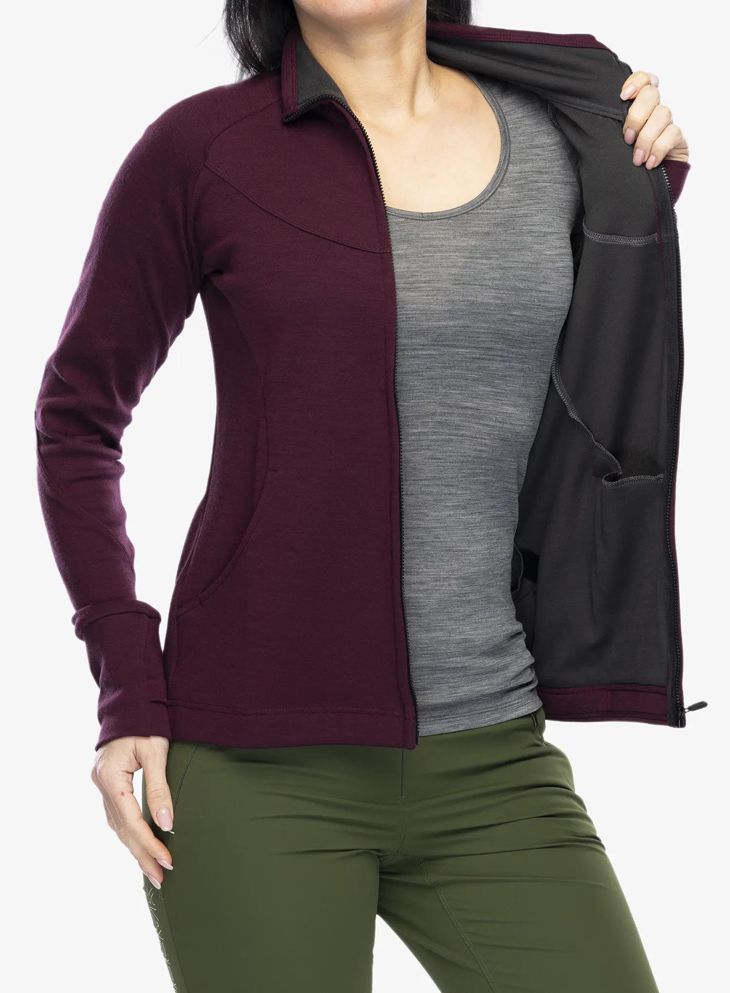 Ženska dukserica Sensor Merino Upper Fleece Full Zip - port red