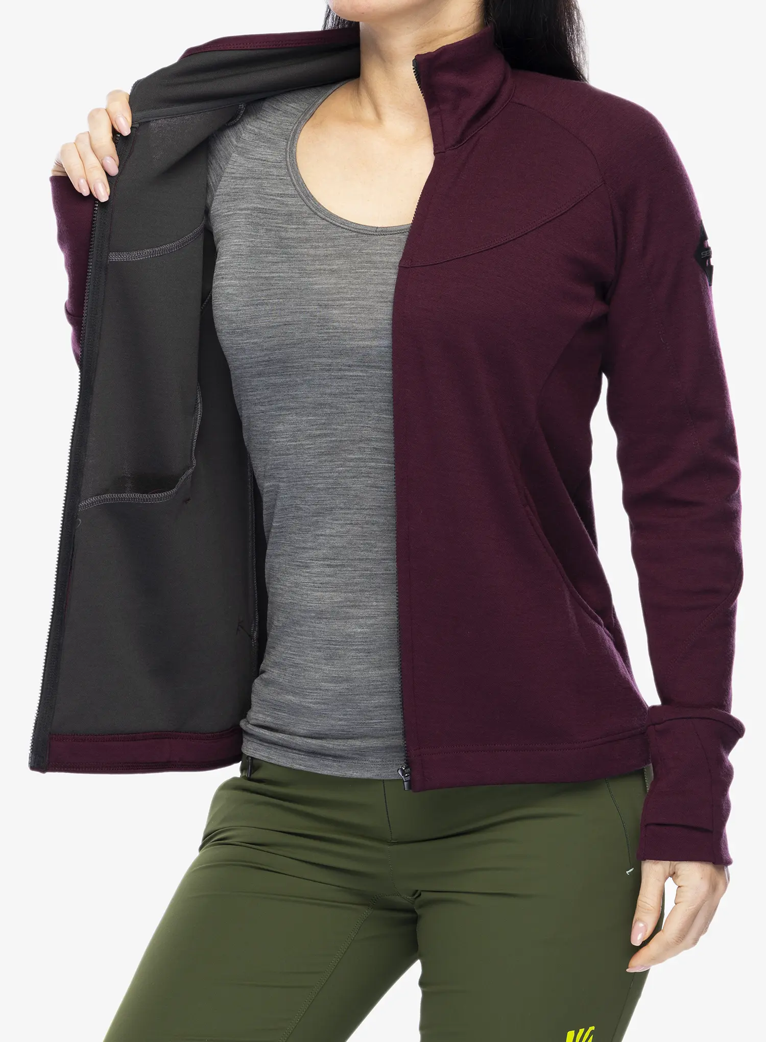Ženska dukserica Sensor Merino Upper Fleece Full Zip - port red