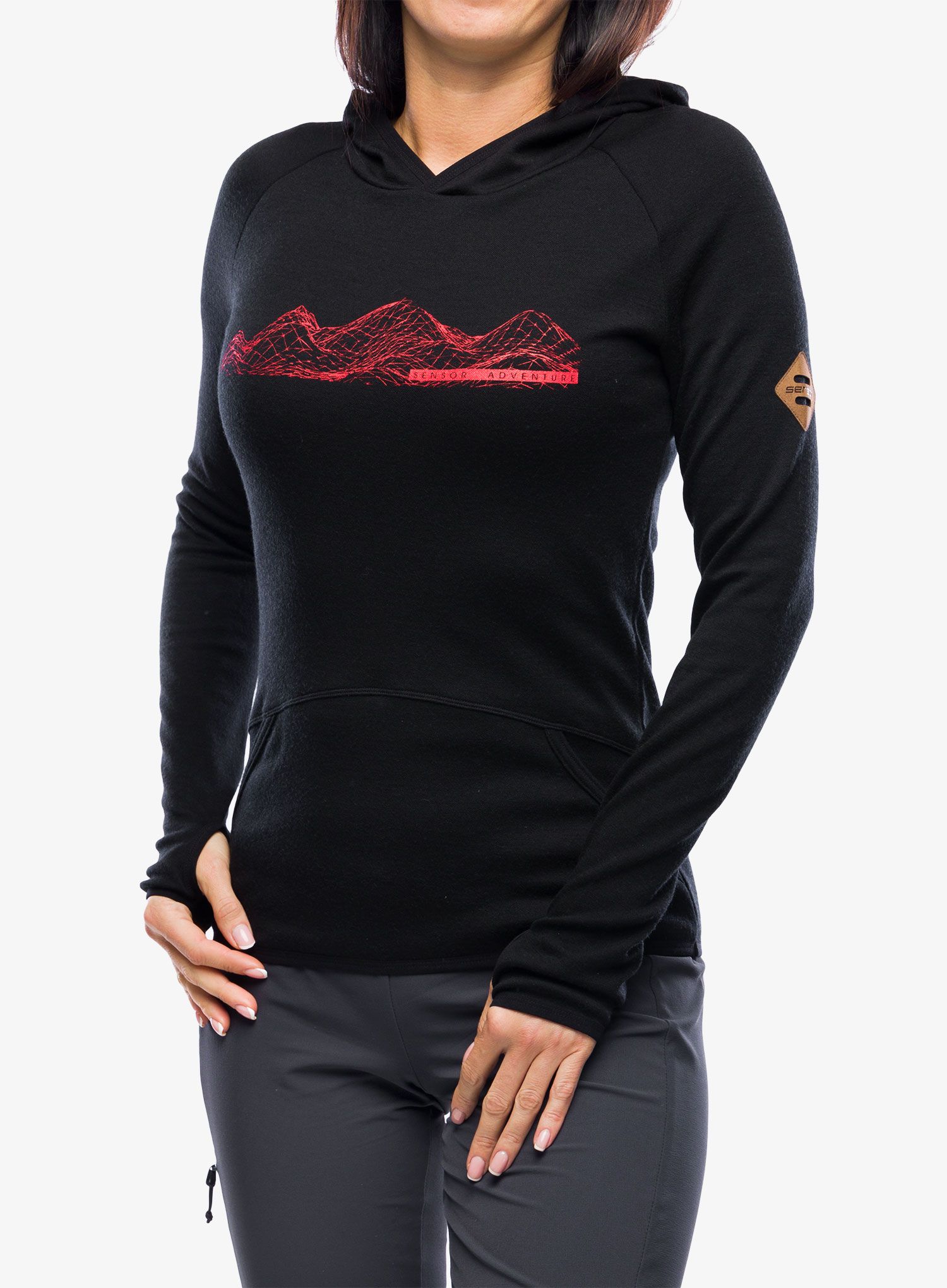 Ženska dukserica Sensor Merino Upper Fleece Hooded - black mountains