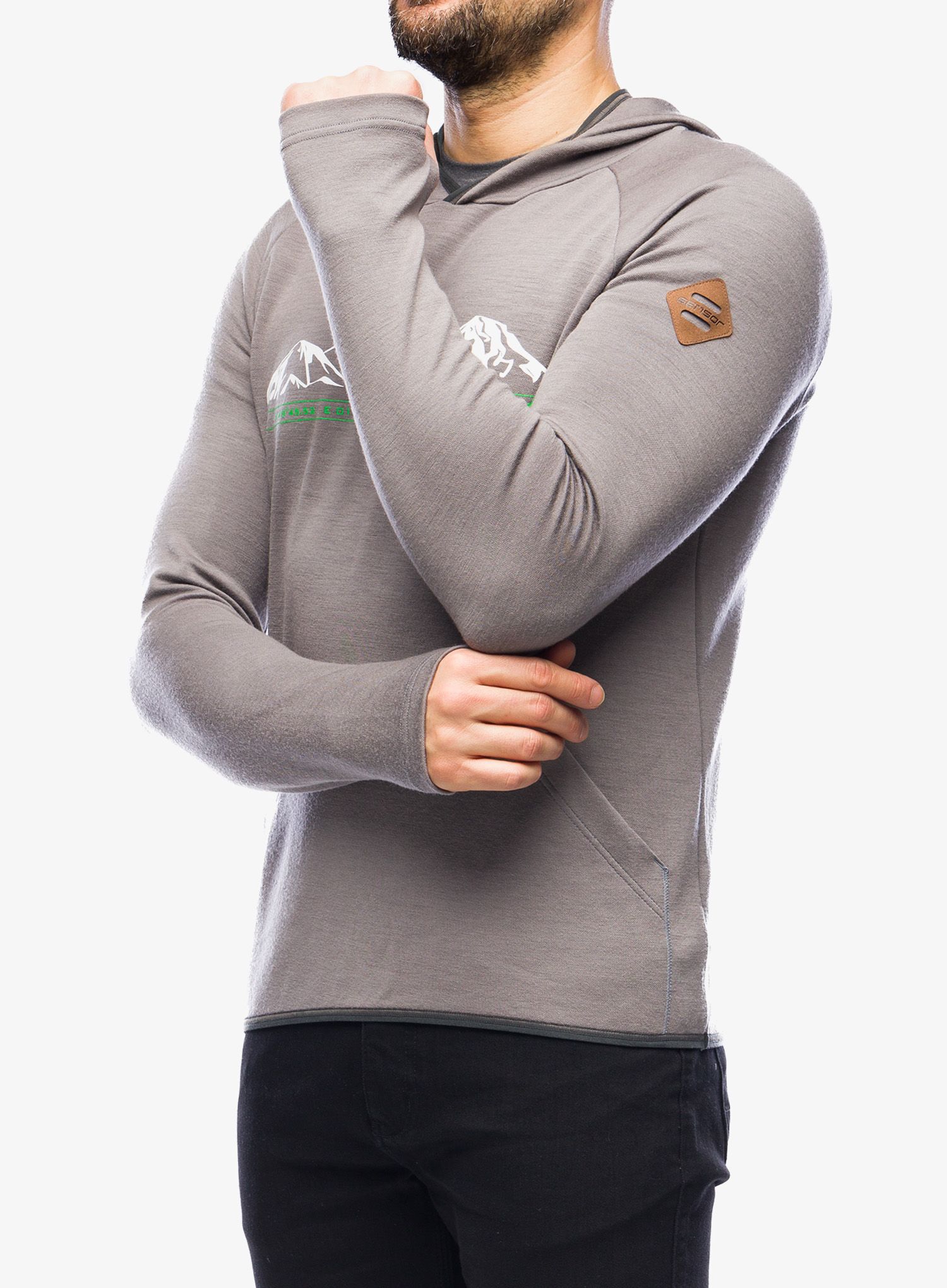 Majica s kapuljačom Sensor Merino Upper Fleece Hooded - grey mountains