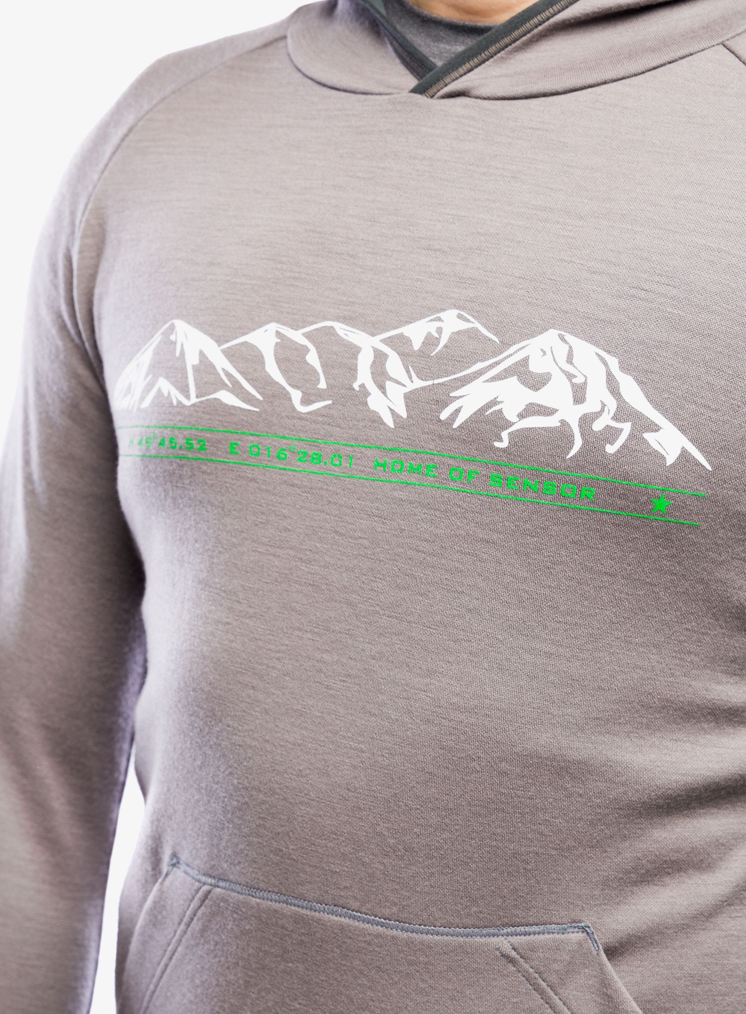 Majica s kapuljačom Sensor Merino Upper Fleece Hooded - grey mountains