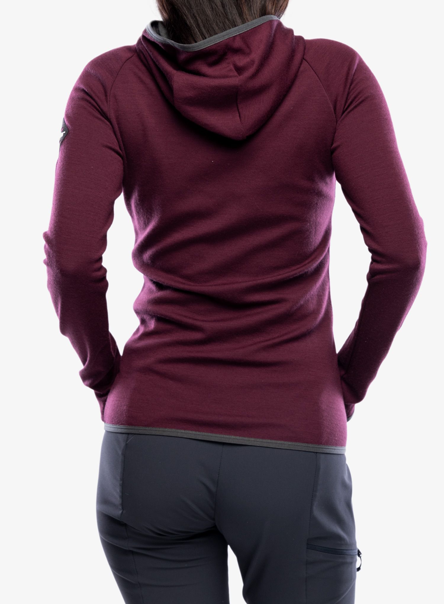 Dukserica s kapuljačom ženska Sensor Merino Up Fleece Hooded - port red fox