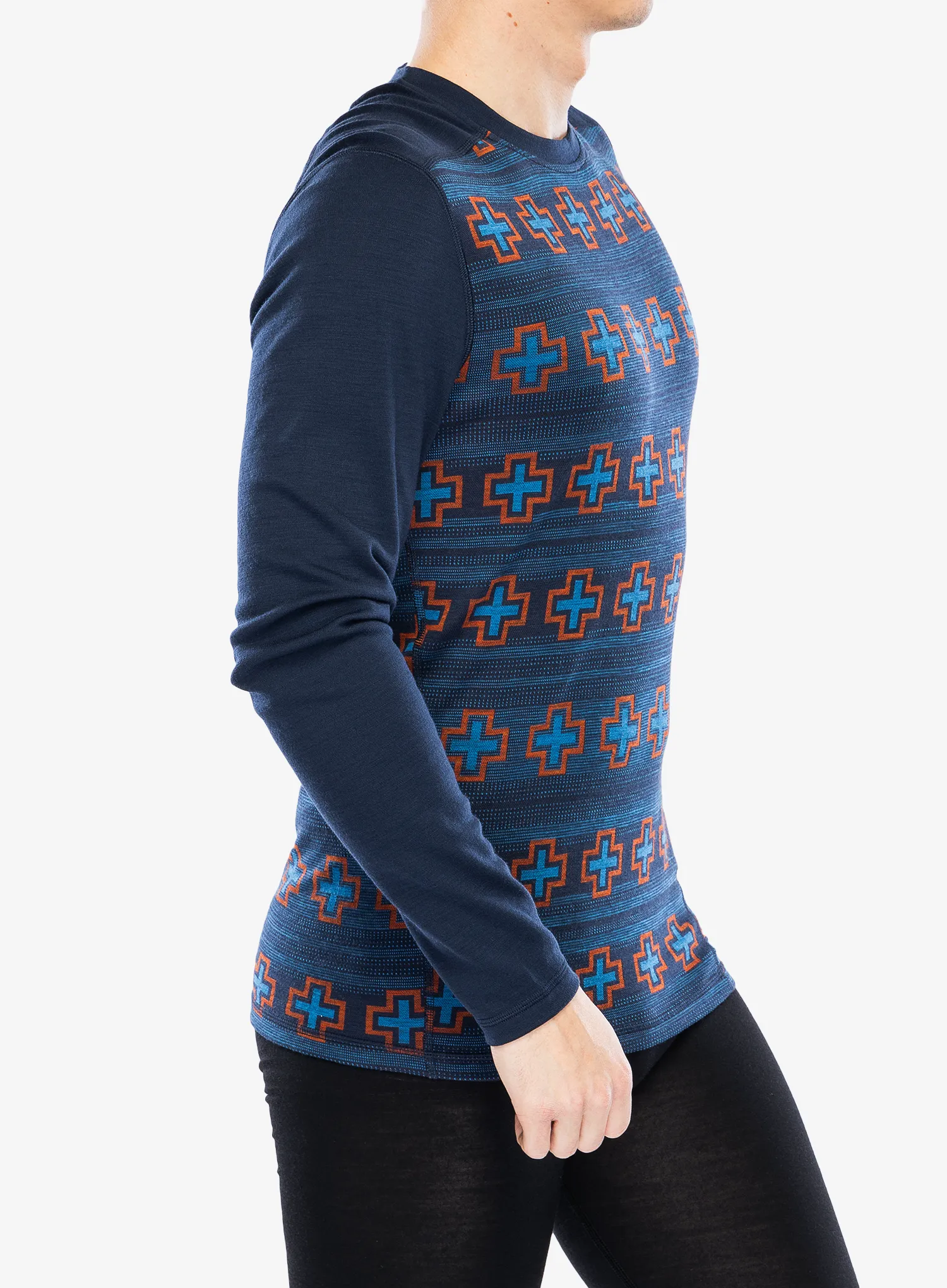 Termoaktivna dukserica SmartWool Merino 250 Baselayer Crew - deep navy paths crossed