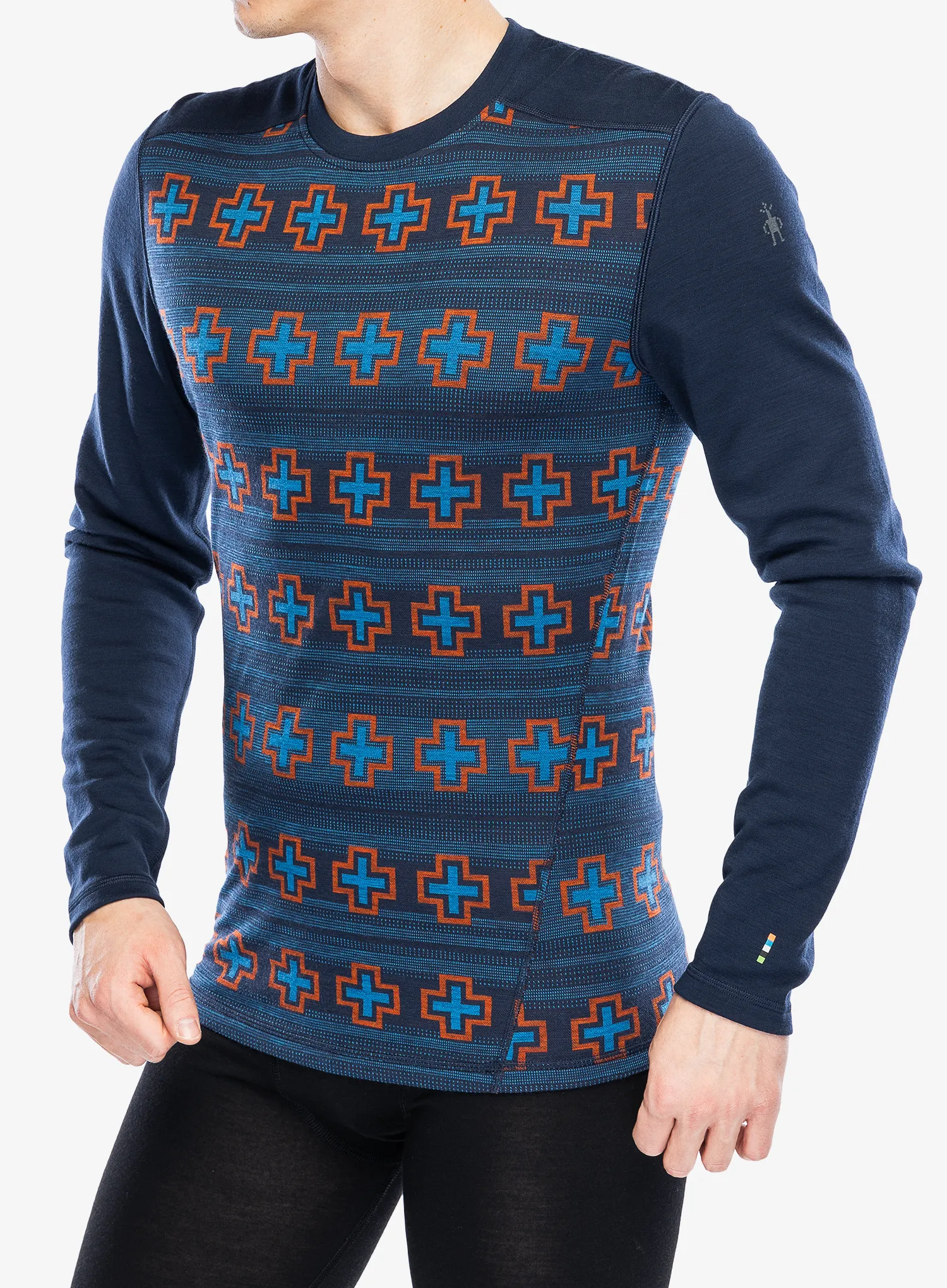 Termoaktivna dukserica SmartWool Merino 250 Baselayer Crew - deep navy paths crossed