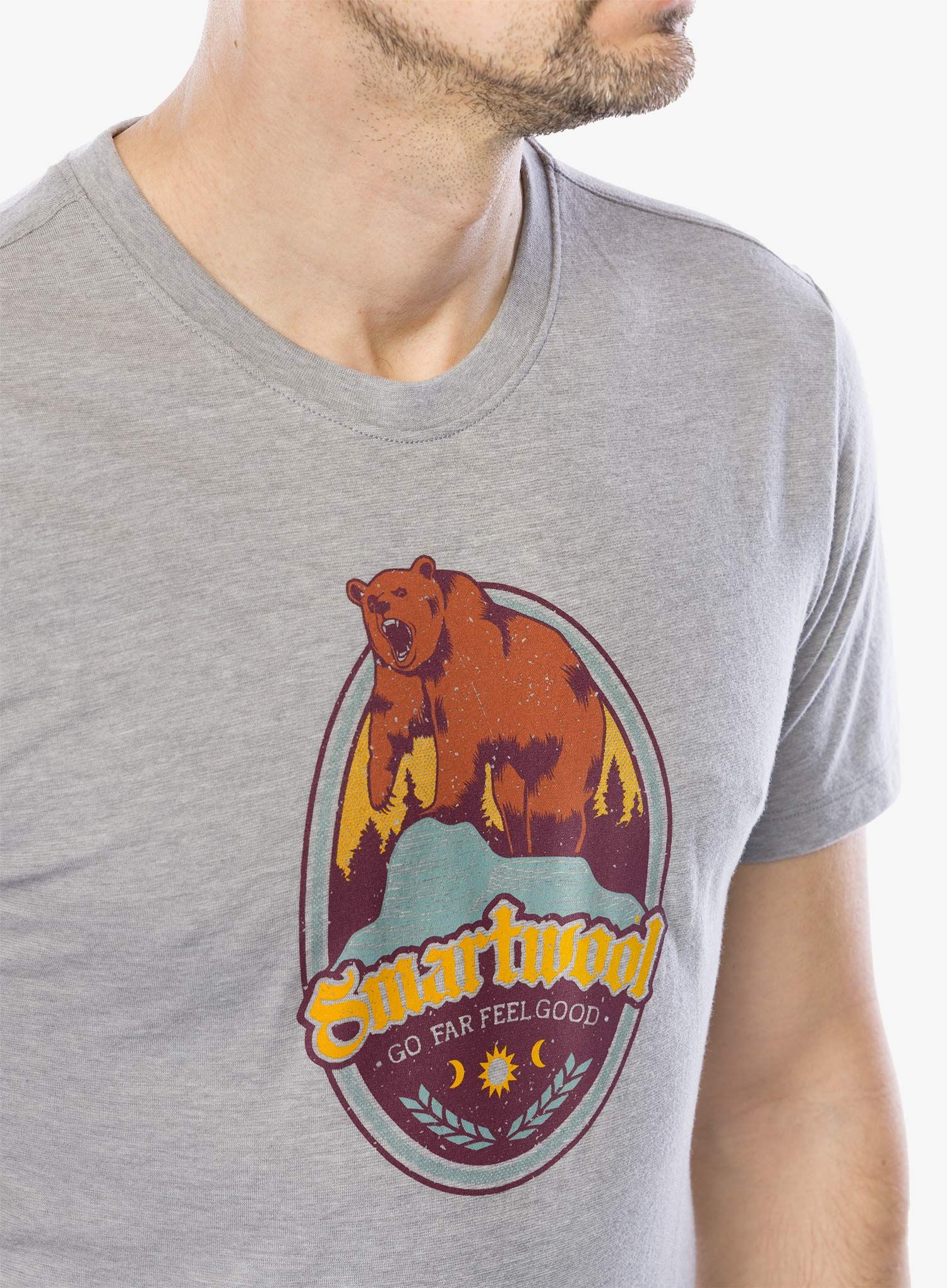 Majica s tiskom Smartwool Bear Label Graphic Short Sleeve Tee - light gray heather