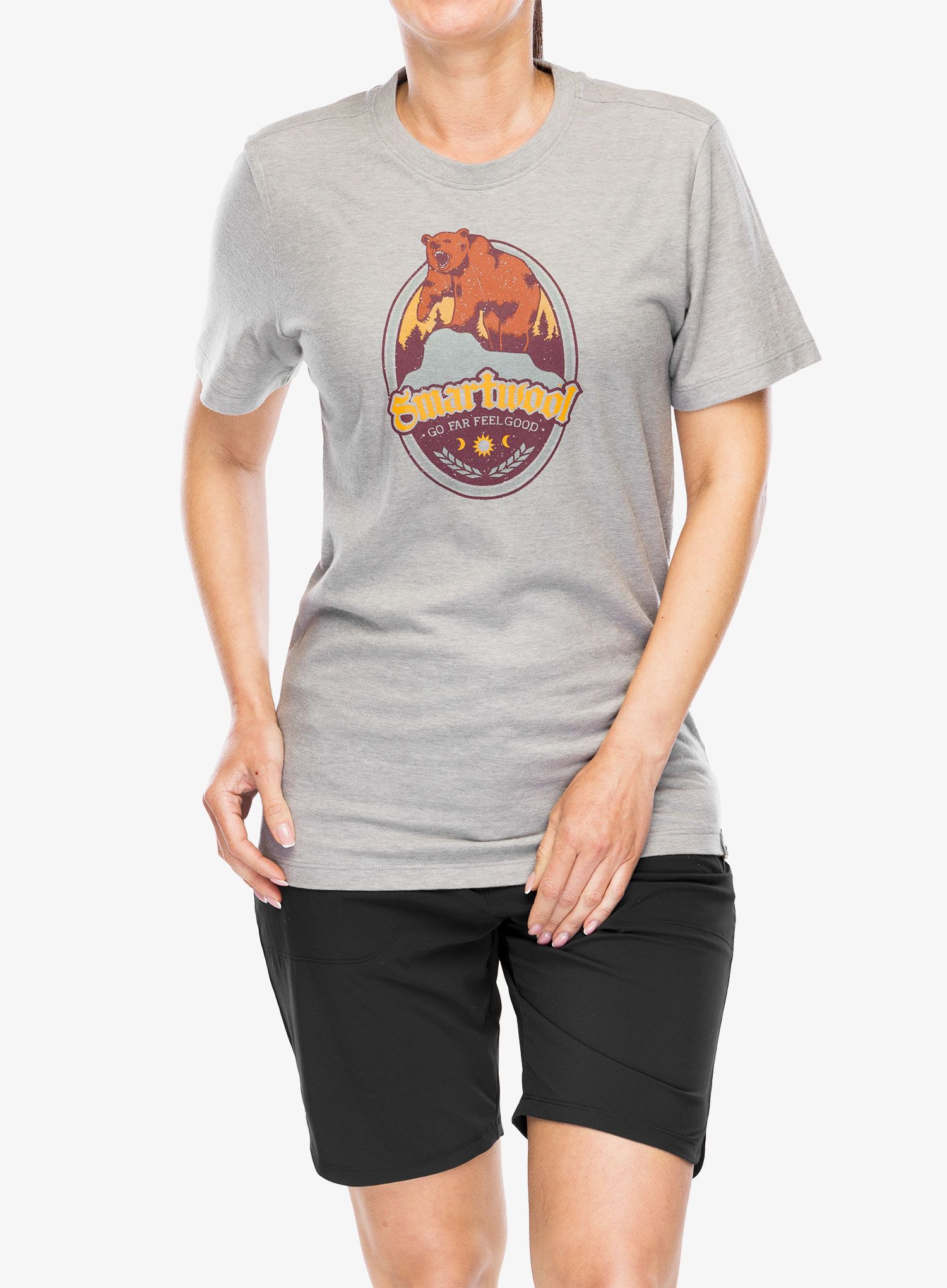 Majica s tiskom Smartwool Bear Label Graphic Short Sleeve Tee - light gray heather