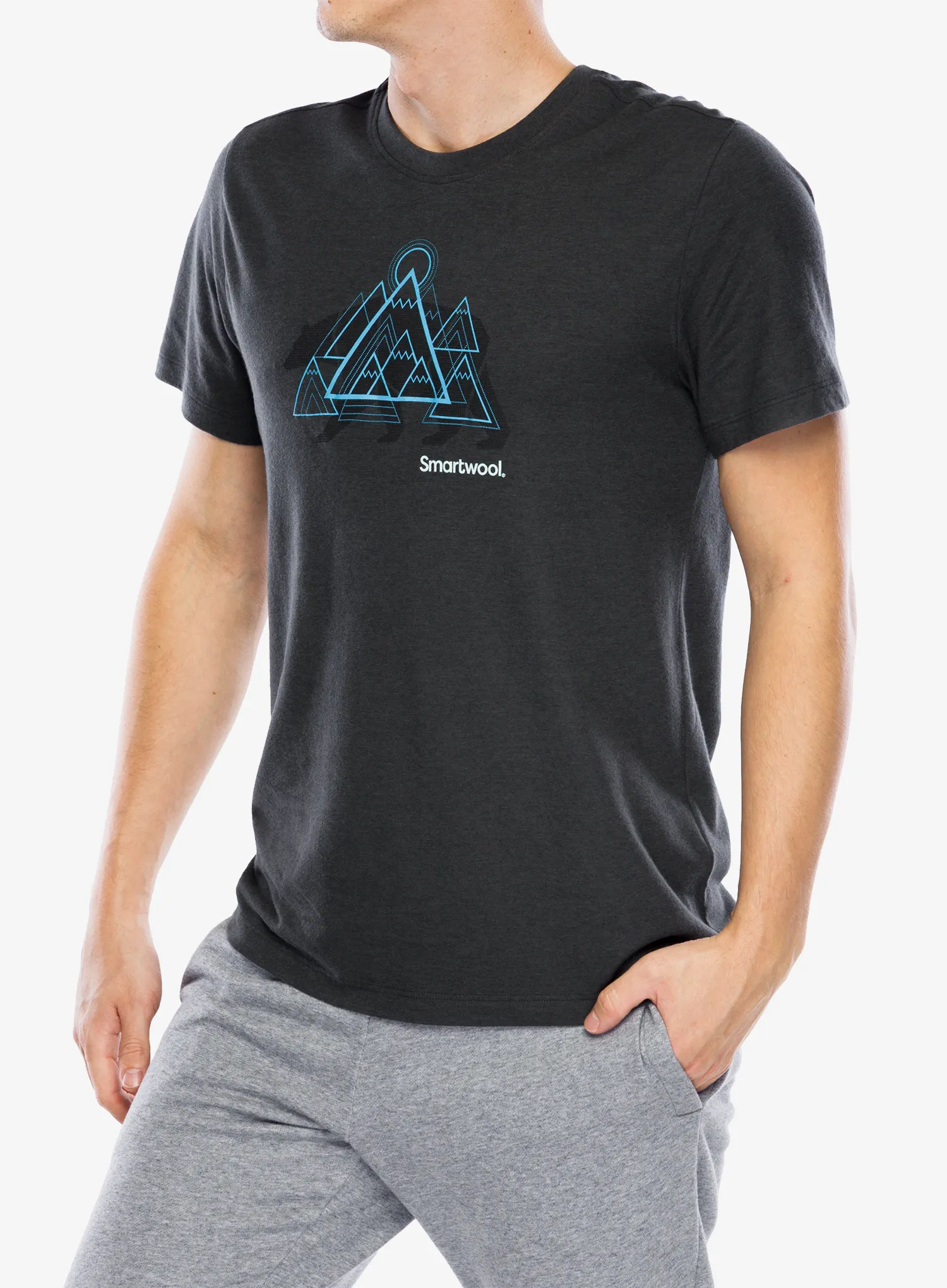 Majica s tiskom Smartwool Bear Range Graphic Short Sleeve Tee - charcoal