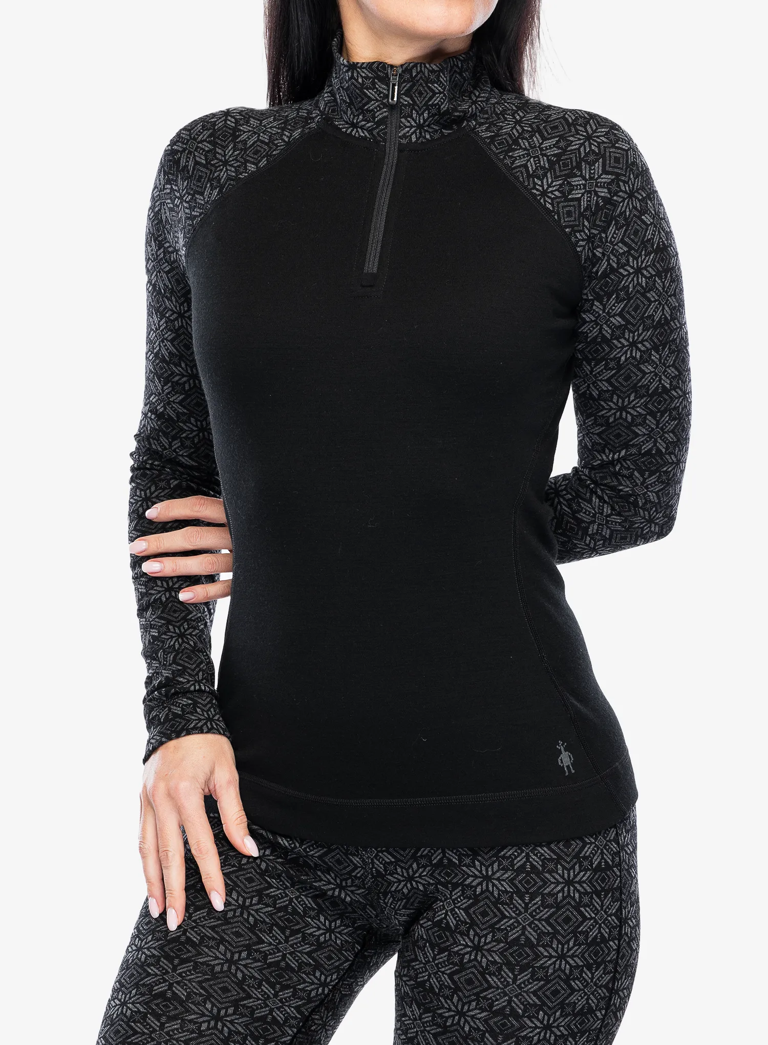 Ženska termoaktivna dukserica Smartwool Classic Thermal Merino BL 1/4 Zip Boxed - blk digi snow