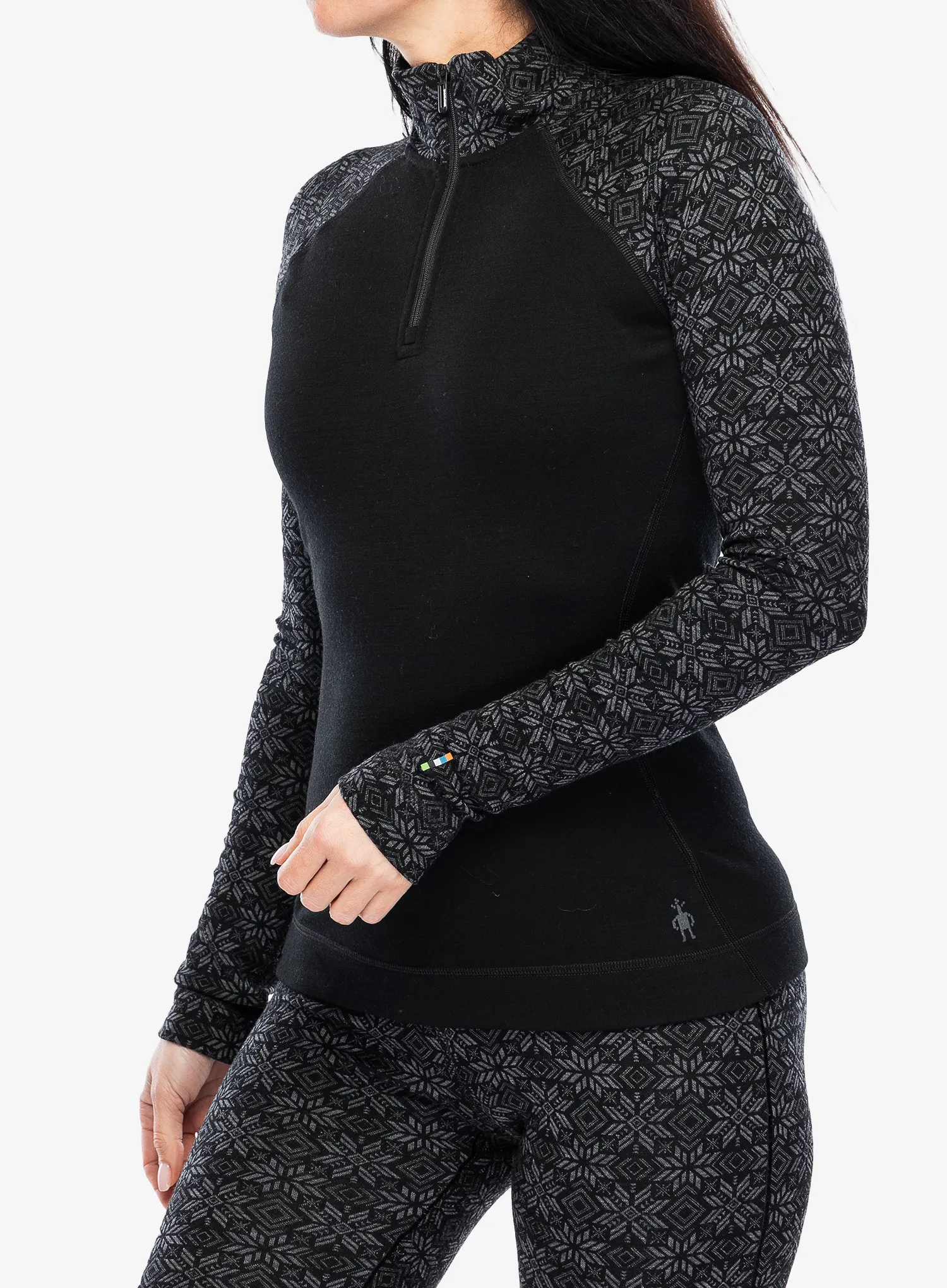 Ženska termoaktivna dukserica Smartwool Classic Thermal Merino BL 1/4 Zip Boxed - blk digi snow