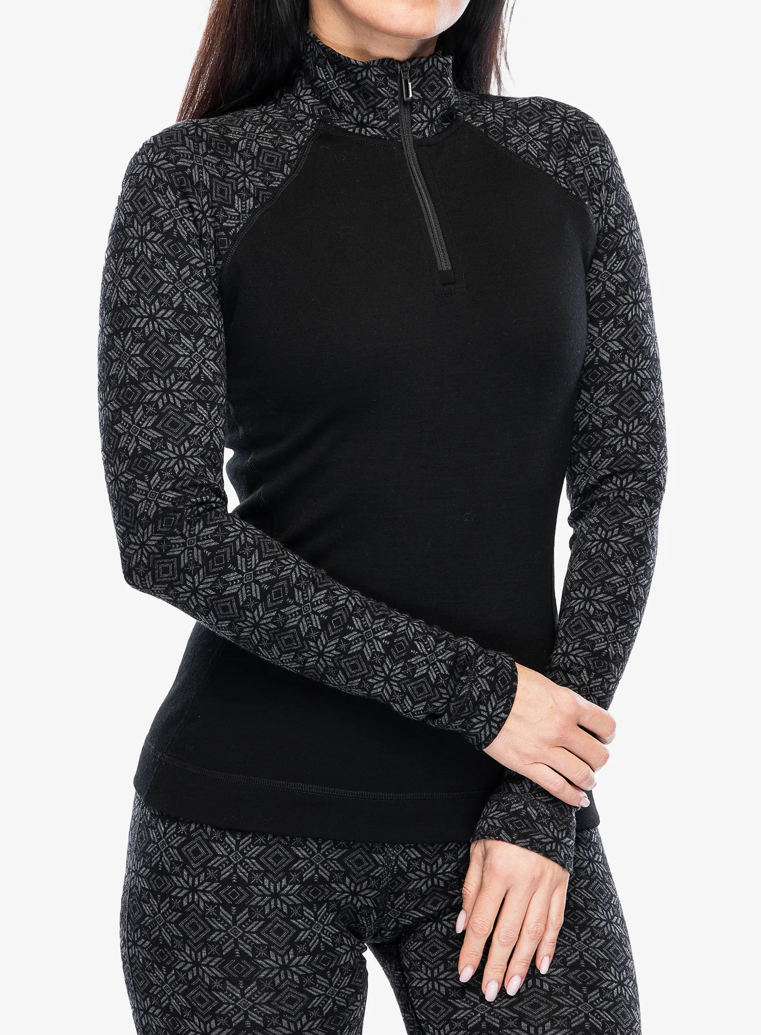 Ženska termoaktivna dukserica Smartwool Classic Thermal Merino BL 1/4 Zip Boxed - blk digi snow