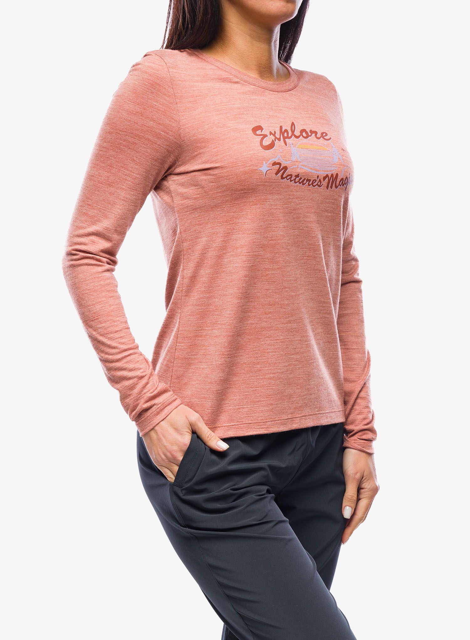 Ženski longsleeve Smartwool Explore Nature's Magic Graphic Long Sleeve Tee - heather