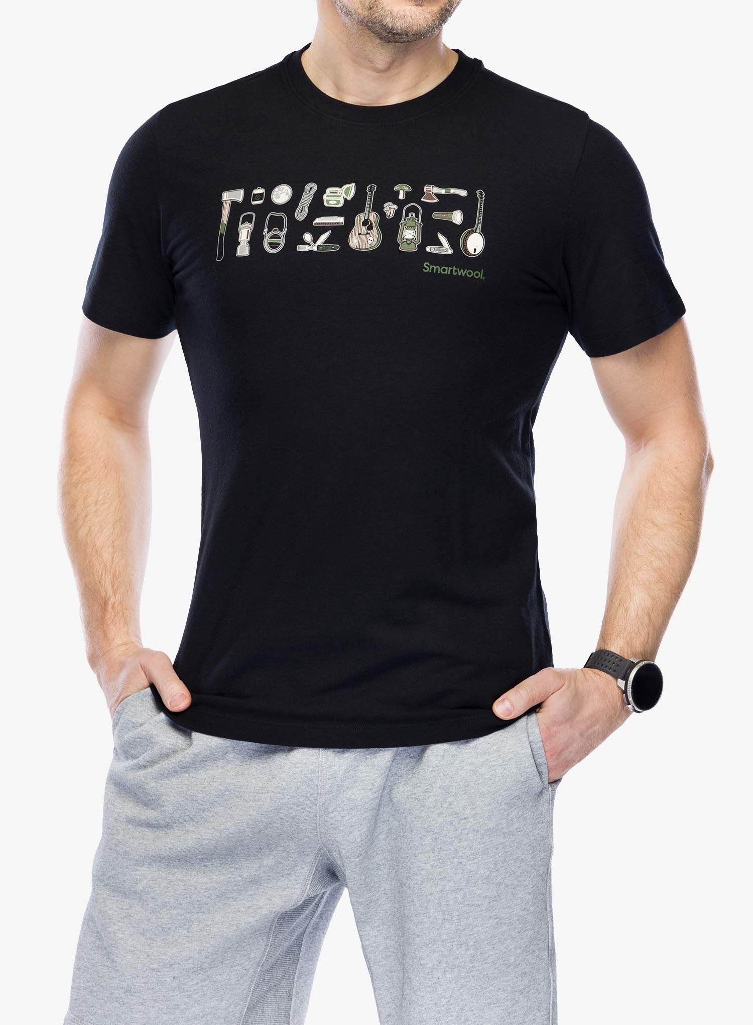 Merino majica Smartwool Gone Camping Graphic Short Sleeve Tee  - black