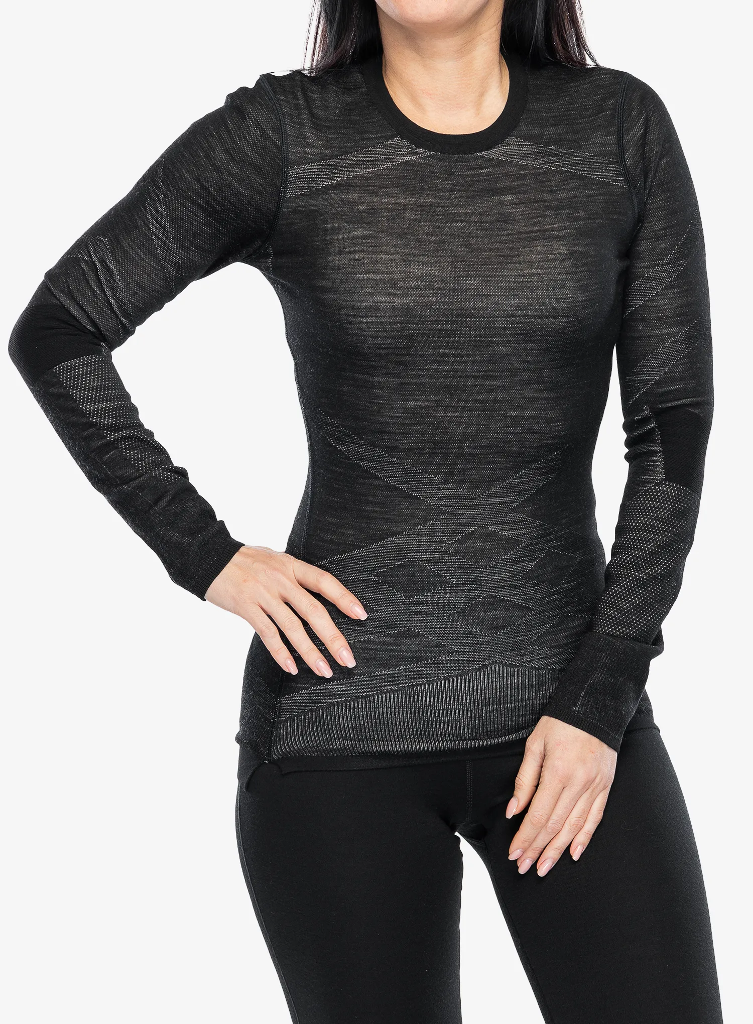 Ženska dukserica Smartwool Intraknit Merino 200 Crew - black/white