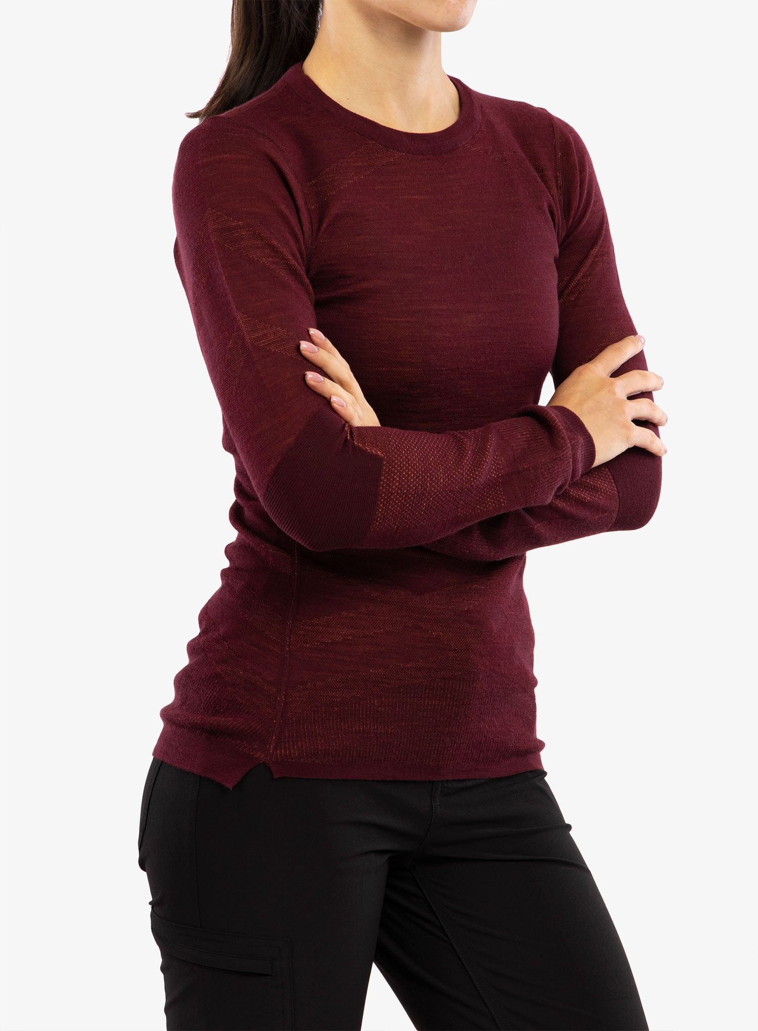 Ženska termoaktivna dukserica Smartwool Intraknit Merino Crew - black cherry