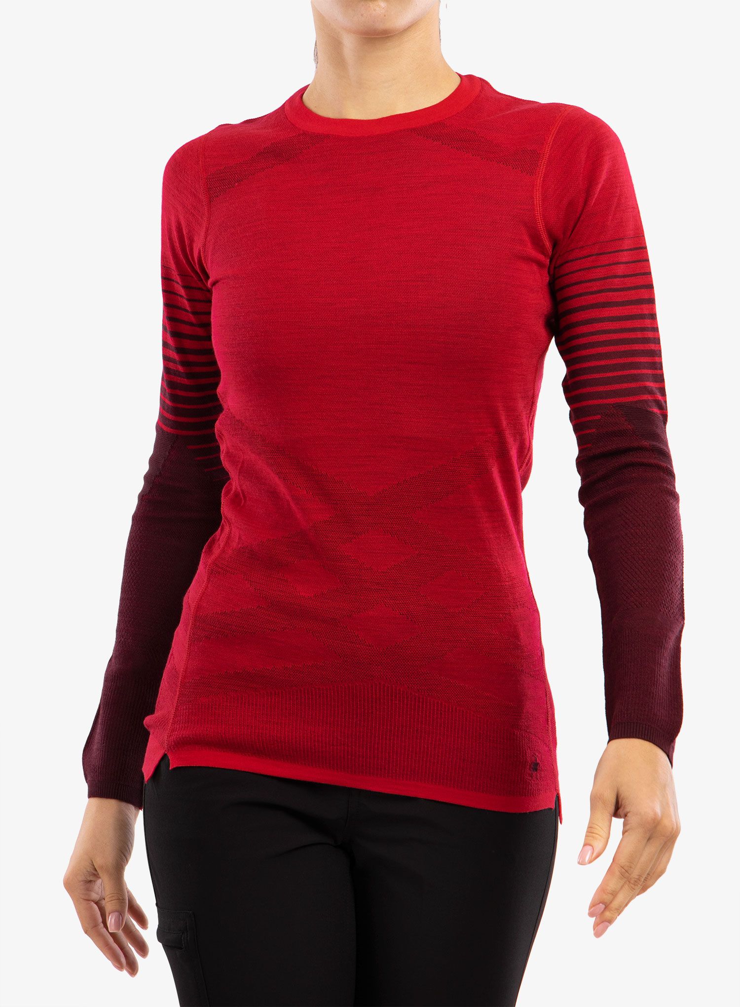 Ženska dukserica Smartwool Intraknit Thermal Merino Base Layer Pattern Crew - pomegranate