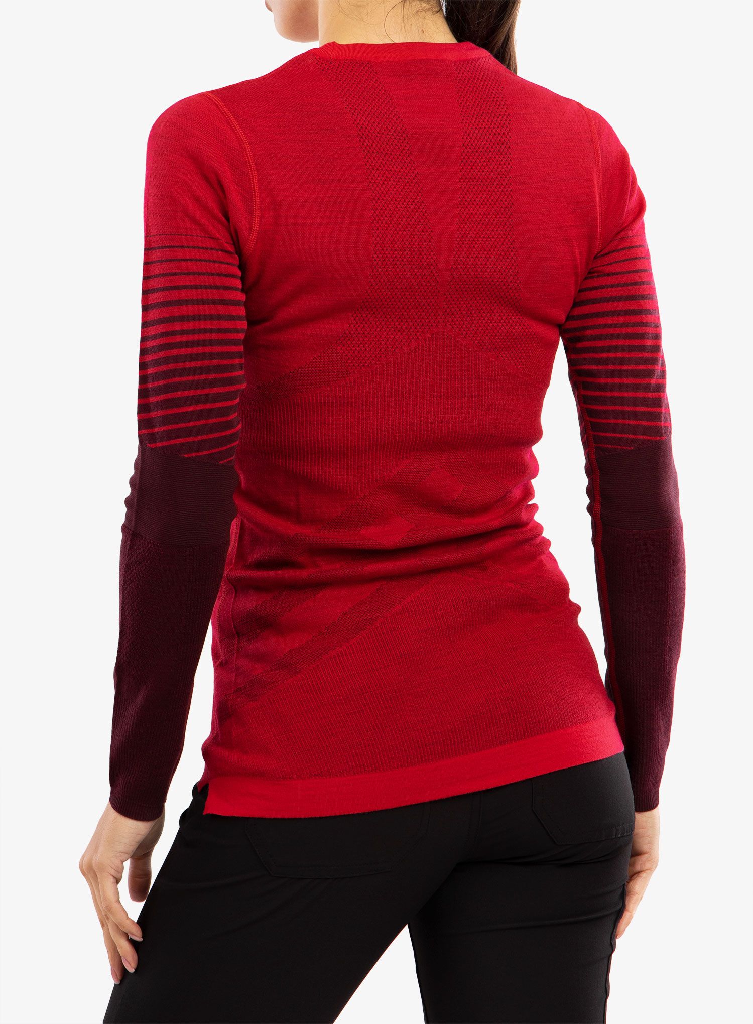 Ženska dukserica Smartwool Intraknit Thermal Merino Base Layer Pattern Crew - pomegranate