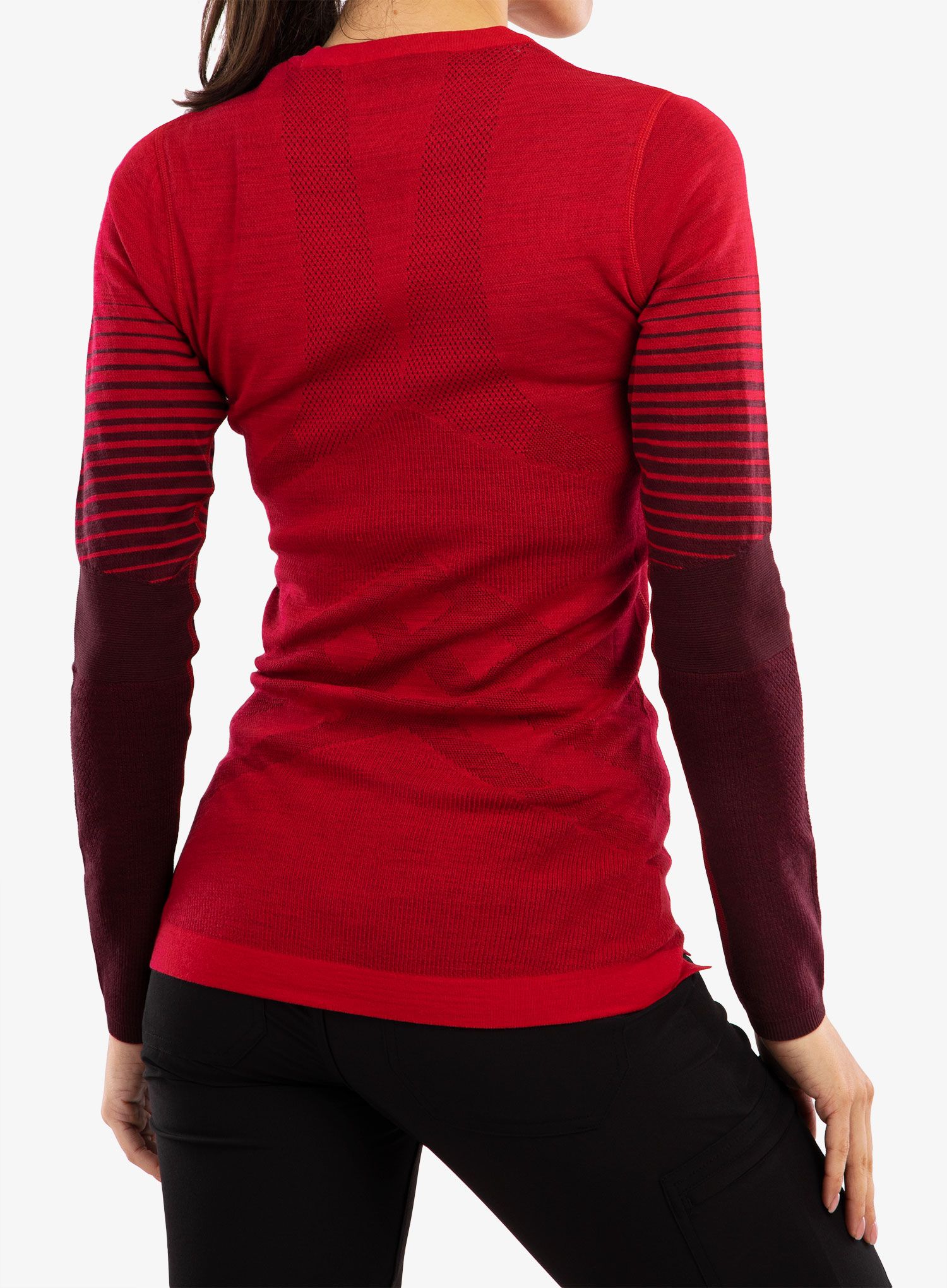 Ženska dukserica Smartwool Intraknit Thermal Merino Base Layer Pattern Crew - pomegranate