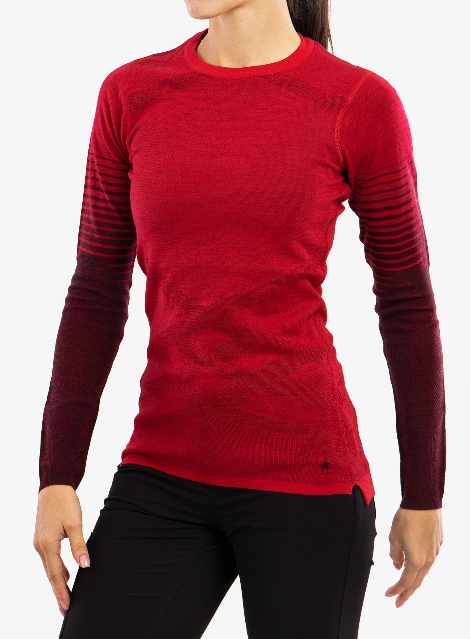Ženska dukserica Smartwool Intraknit Thermal Merino Base Layer Pattern Crew - pomegranate