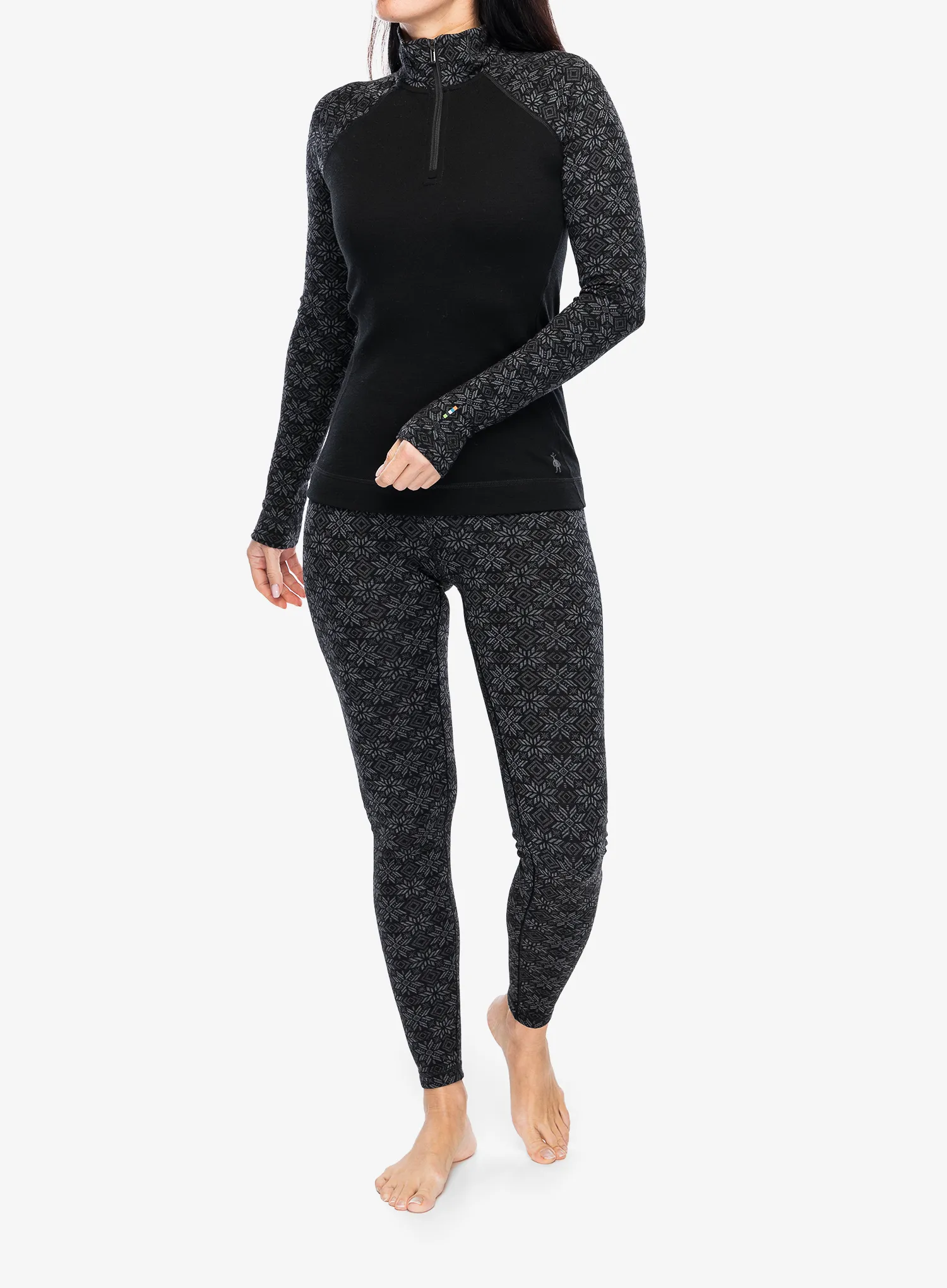 Ženske termo tajice Smartwool Merino 250 Baselayer Bottom - black digi snow