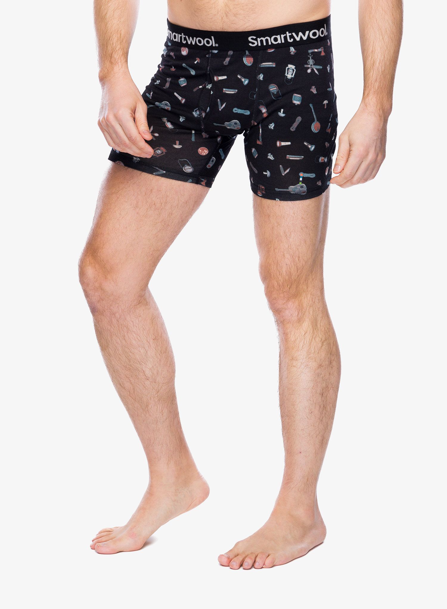 Termoaktivne bokserice Smartwool Merino Print Boxer Brief Boxed - black gone camping