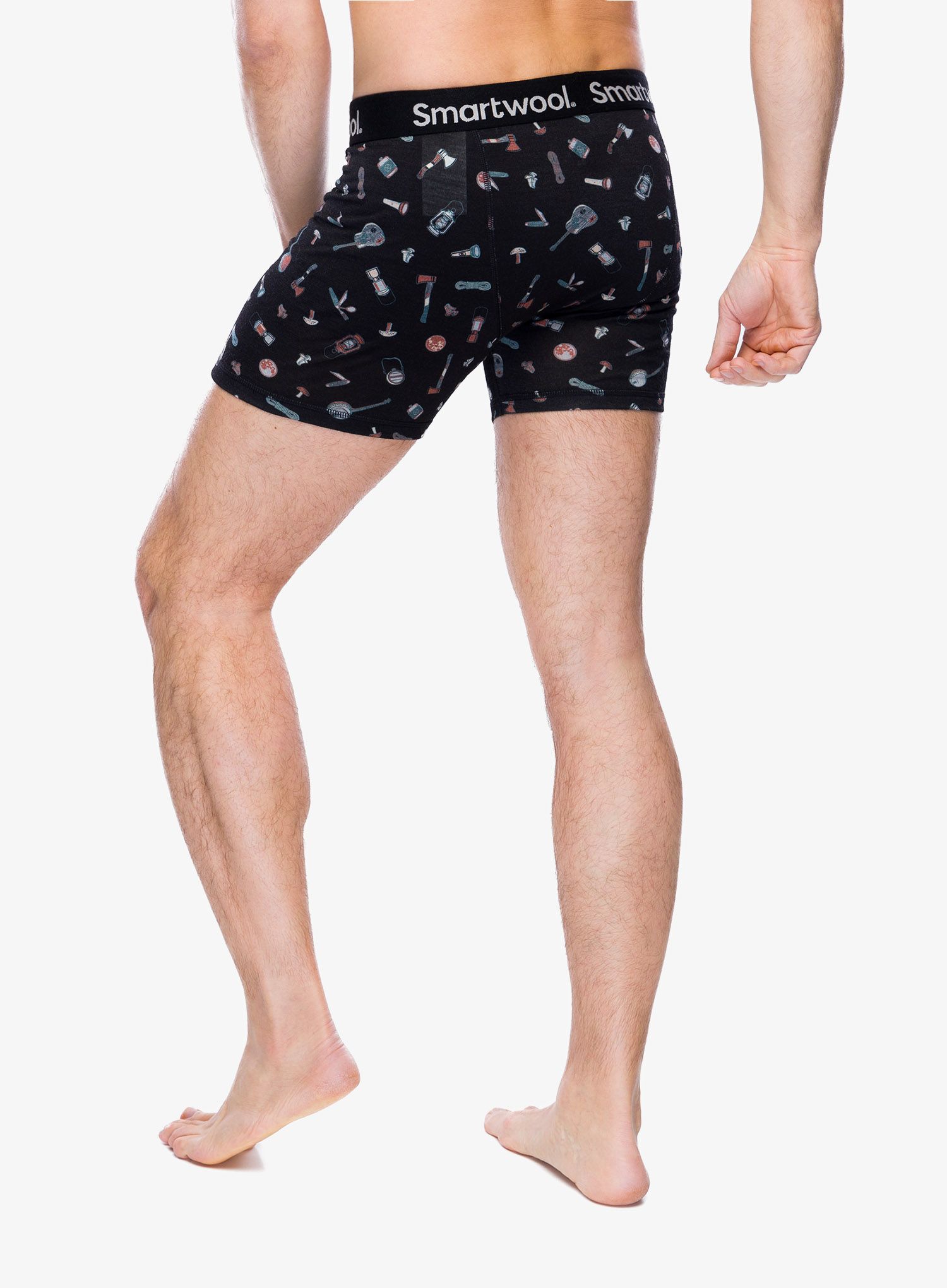 Termoaktivne bokserice Smartwool Merino Print Boxer Brief Boxed - black gone camping