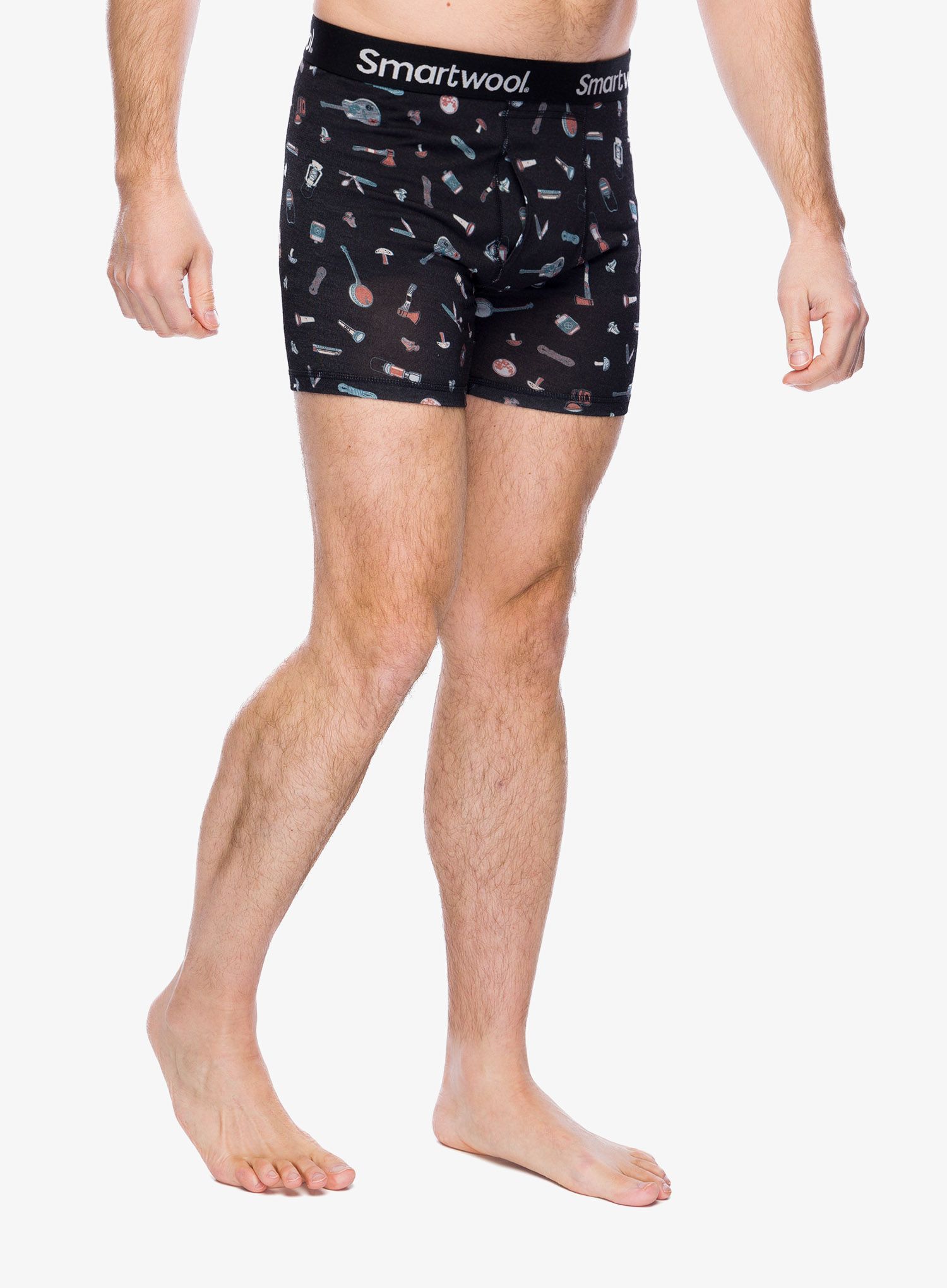 Termoaktivne bokserice Smartwool Merino Print Boxer Brief Boxed - black gone camping