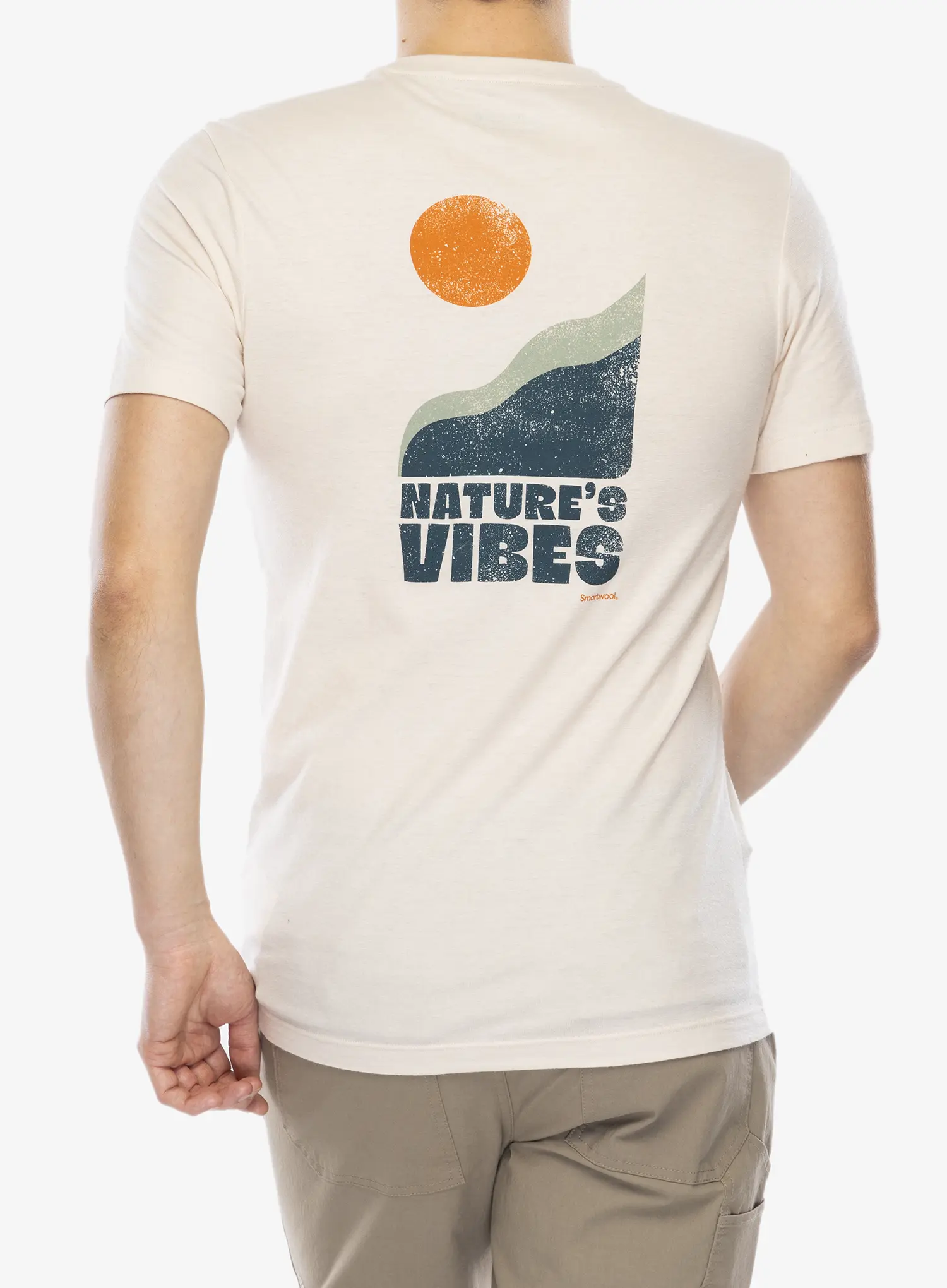 Majica s tiskom Smartwool Nature's Vibes Graphic Short Sleeve Tee Slim Fit - almond