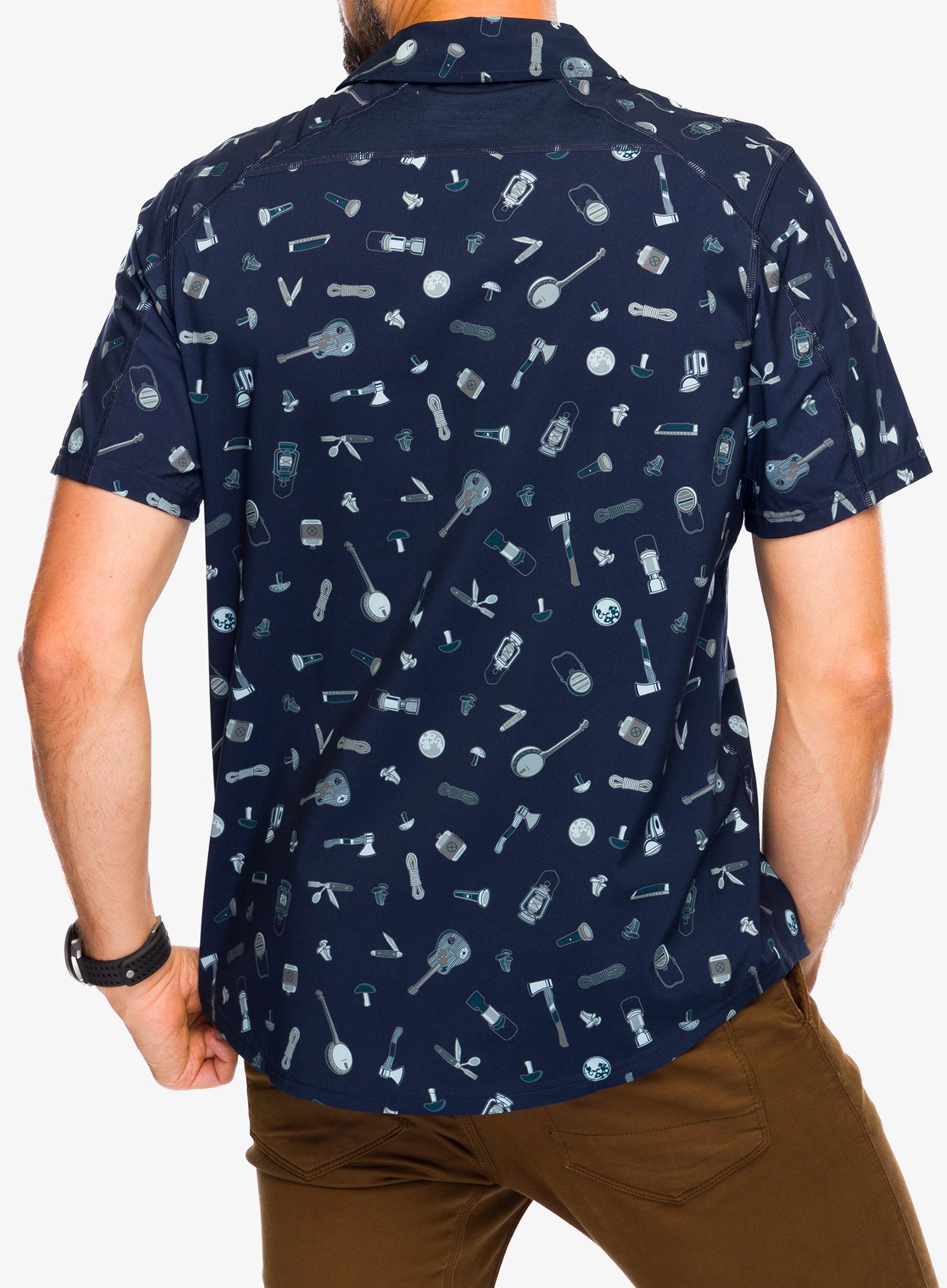 Putna košulja Smartwool Printed Short Sleeve Button Down - deep navy