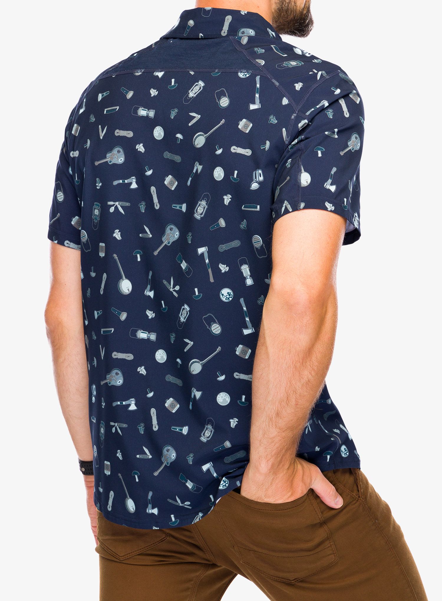 Putna košulja Smartwool Printed Short Sleeve Button Down - deep navy