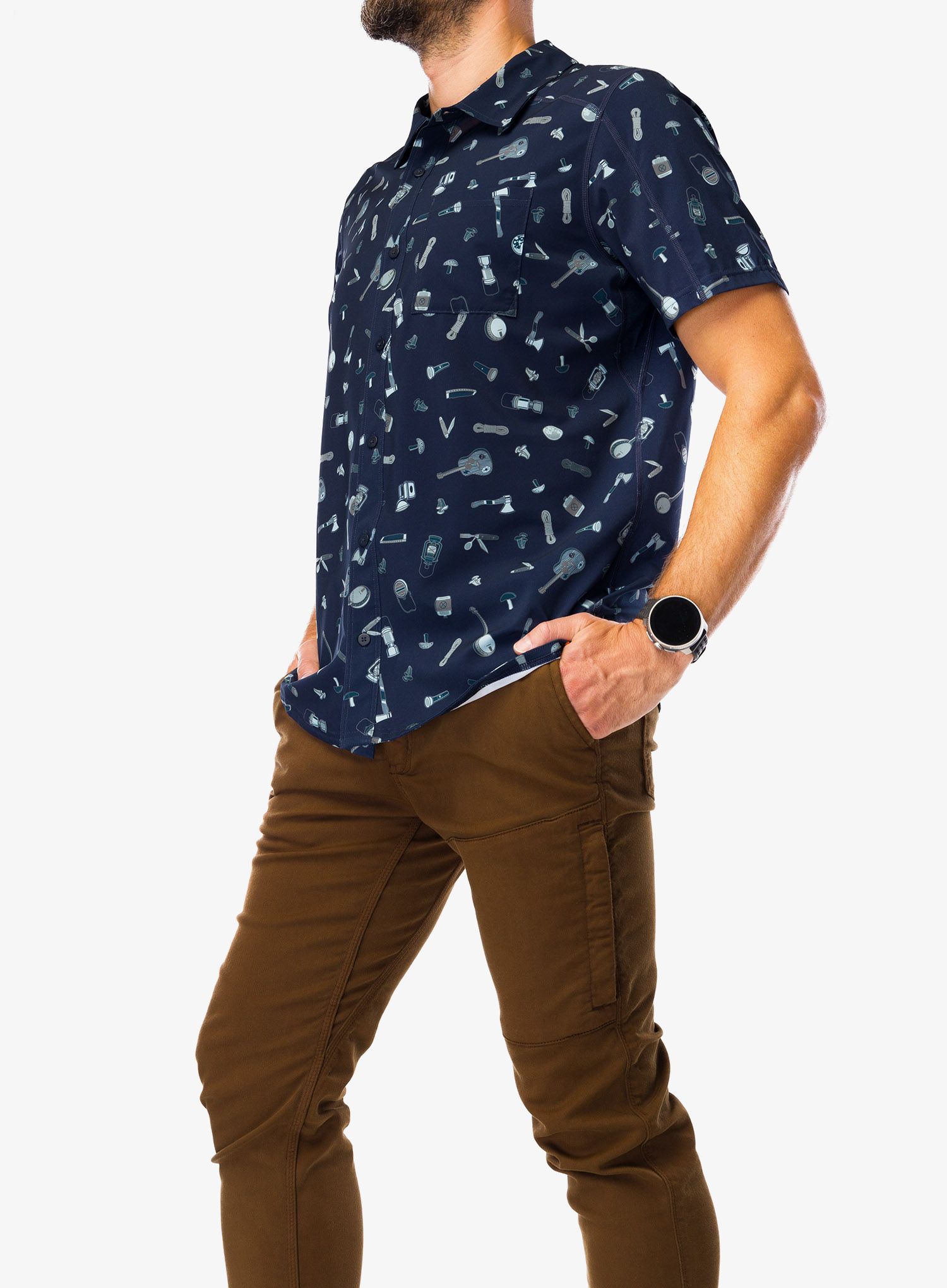 Putna košulja Smartwool Printed Short Sleeve Button Down - deep navy