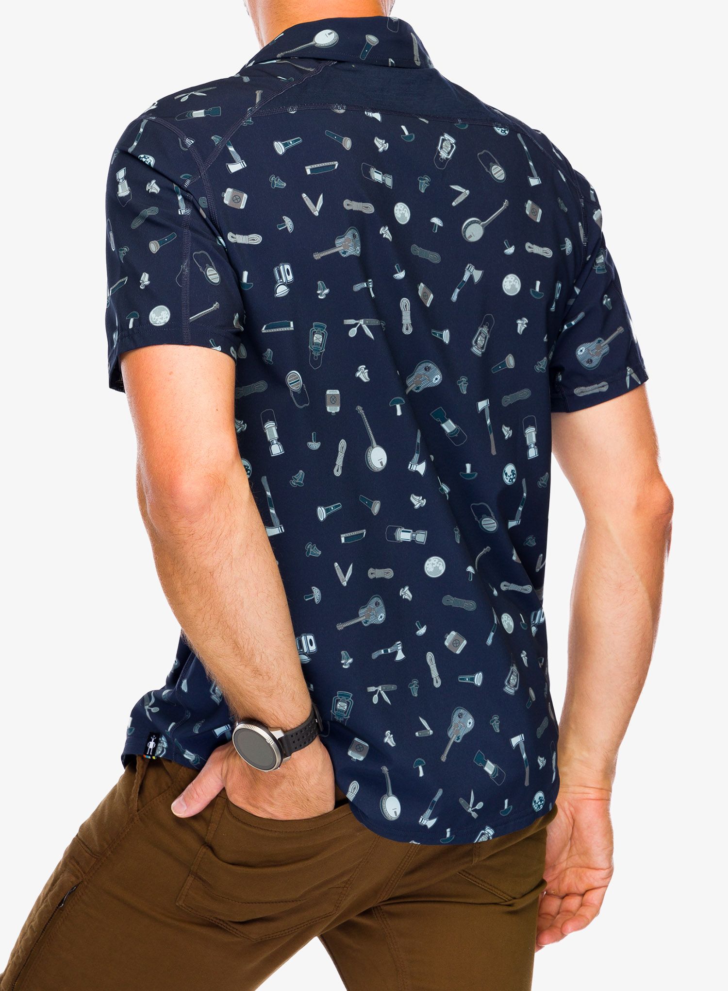 Putna košulja Smartwool Printed Short Sleeve Button Down - deep navy