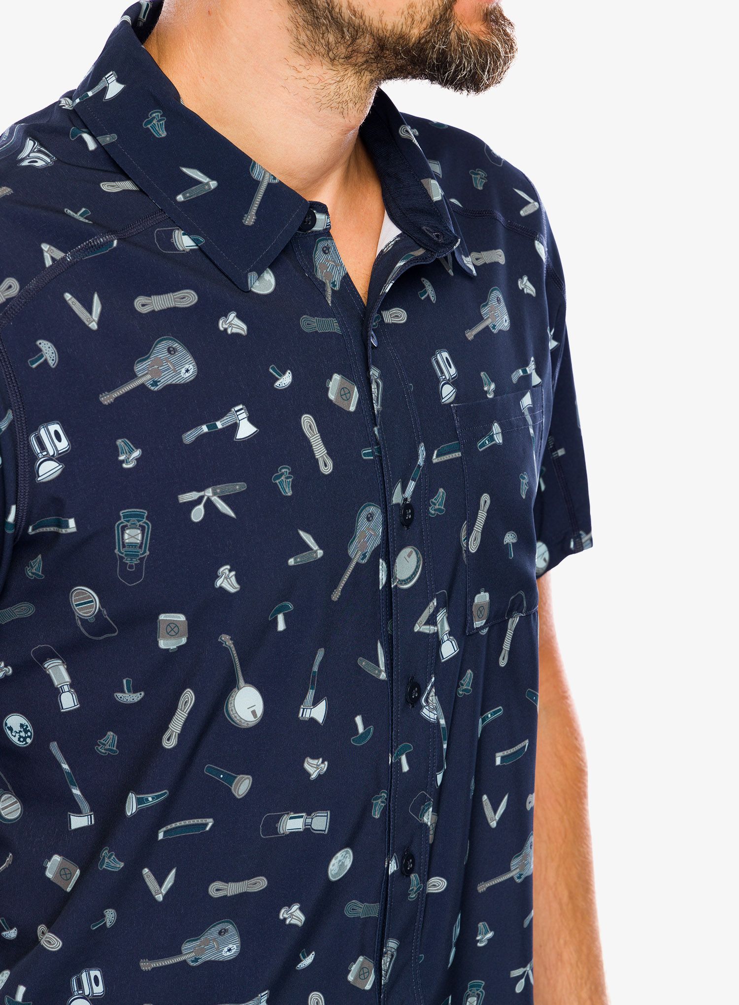 Putna košulja Smartwool Printed Short Sleeve Button Down - deep navy