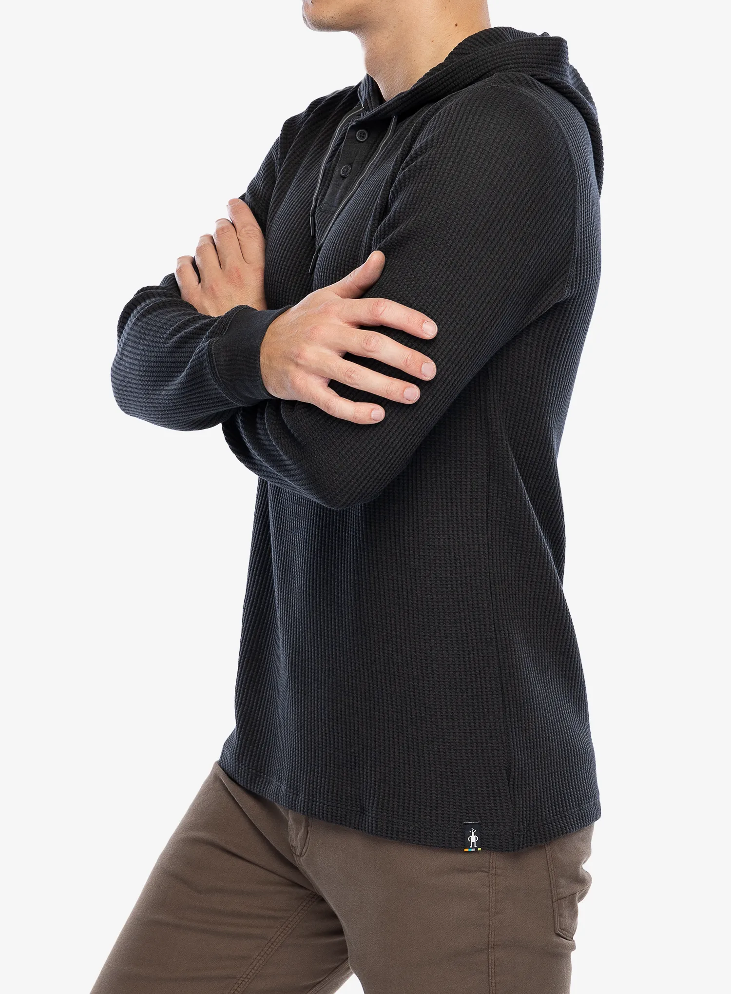 Majica s kapuljačom Smartwool Waffle Henley Hoodie - charcoal
