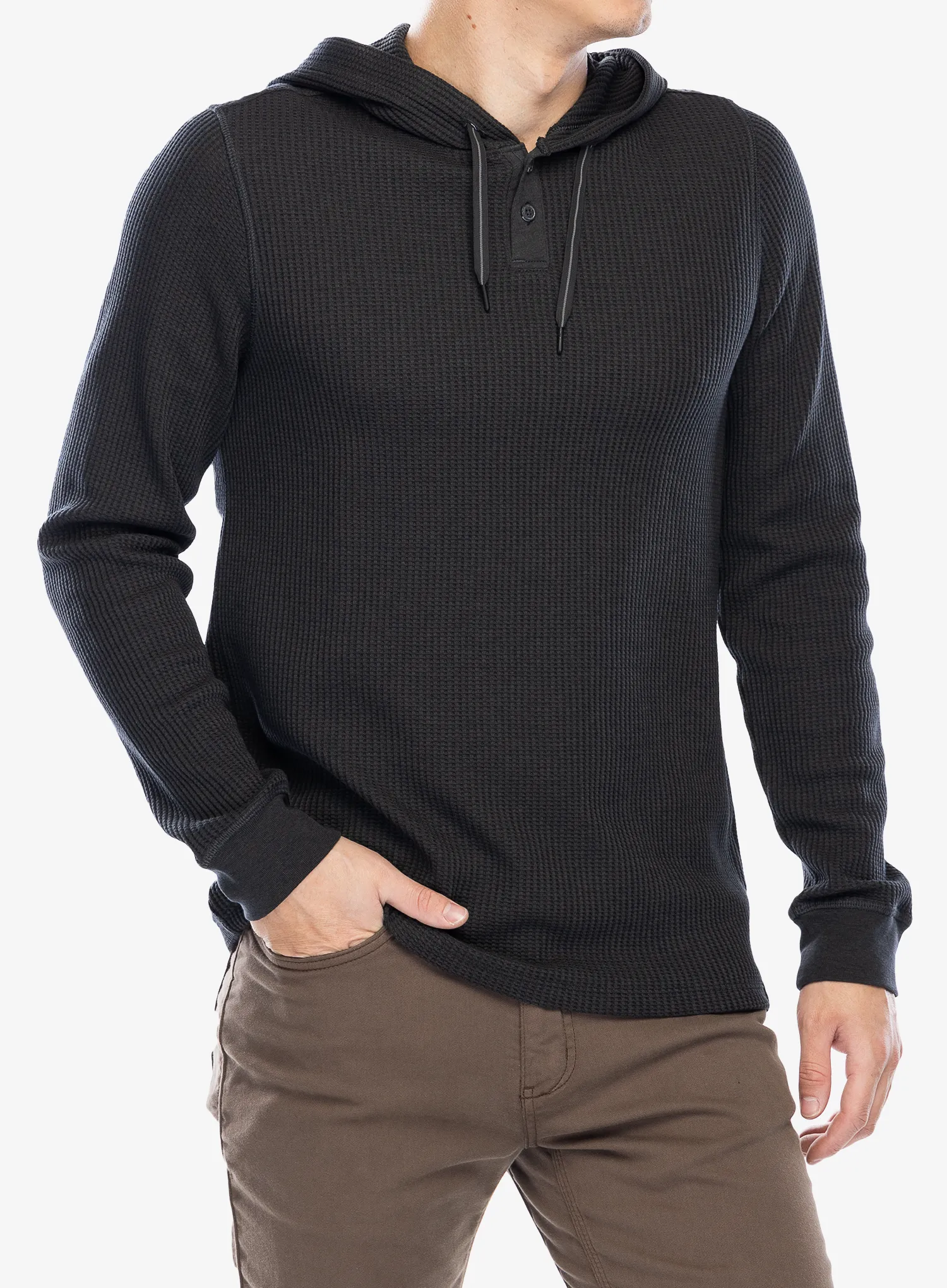 Majica s kapuljačom Smartwool Waffle Henley Hoodie - charcoal
