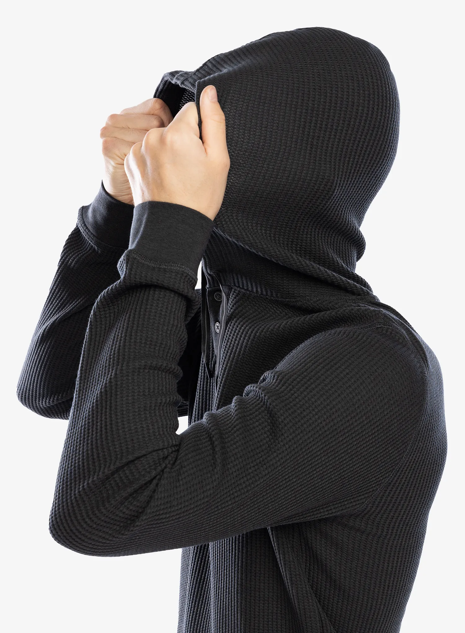 Majica s kapuljačom Smartwool Waffle Henley Hoodie - charcoal