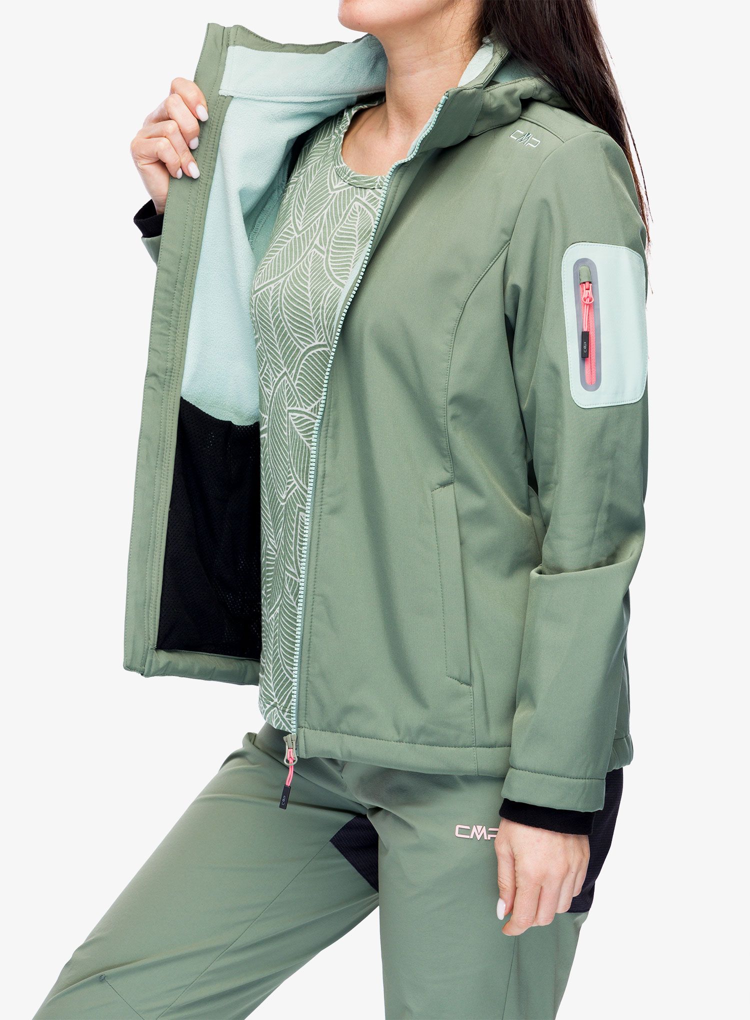 Ženski softshell CMP Wilma Jacket Zip Hood - salvia