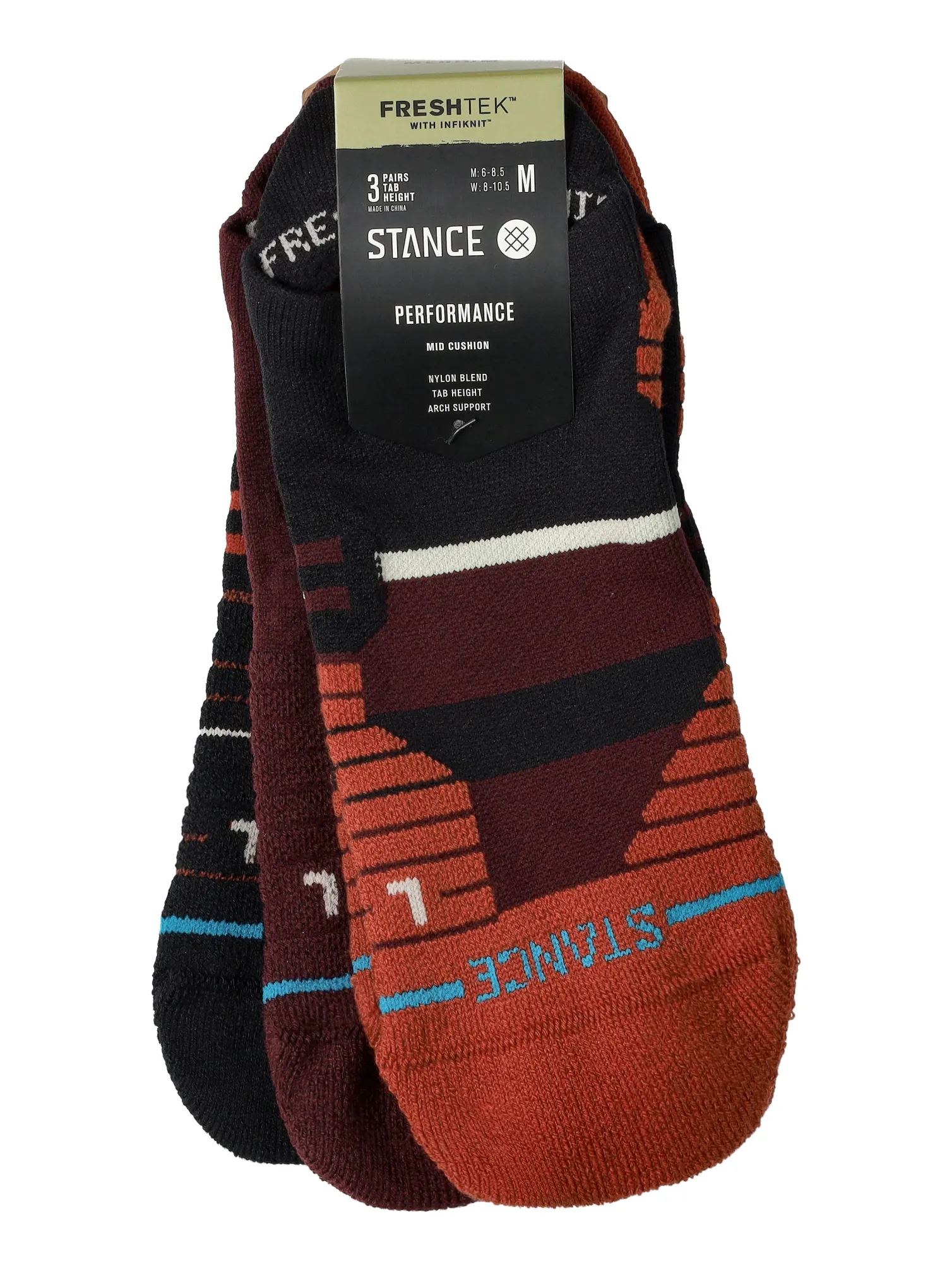 Čarape Stance Cavern Mid Tab 3-Pack - wine