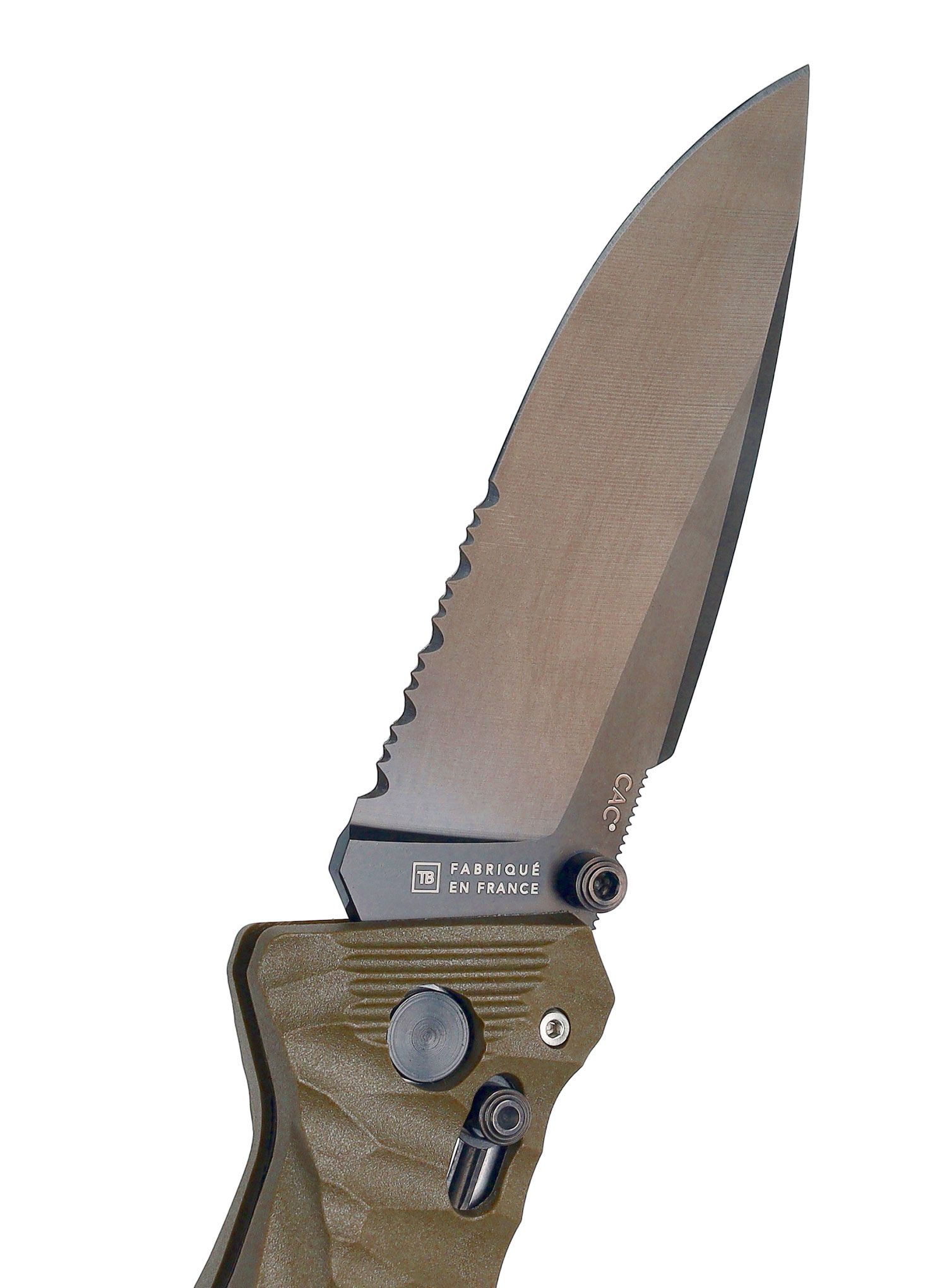 Putni nož TB Outdoor CAC Serration Manche Toxifie - khaki