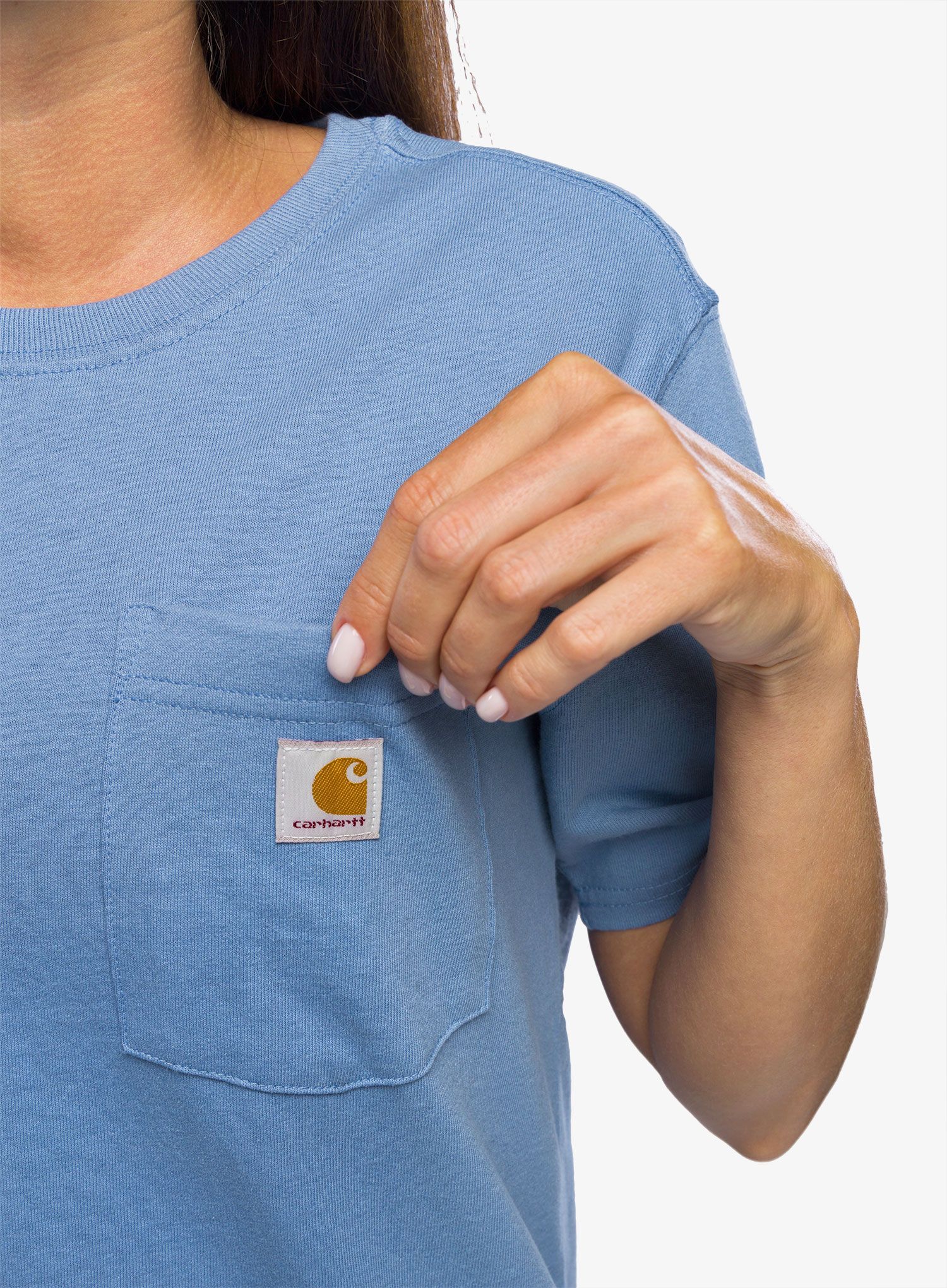 Ženska pamučna majica Carhartt Workwear Pocket S/S T-Shirt - skystone