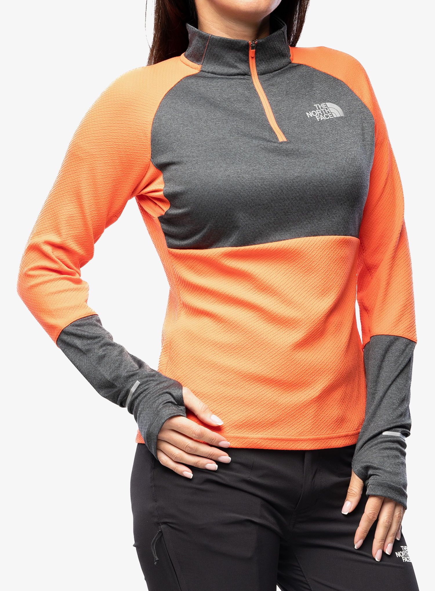 Ženska dukserica The North Face 1-4 Zip Run Fleece - orange/grey