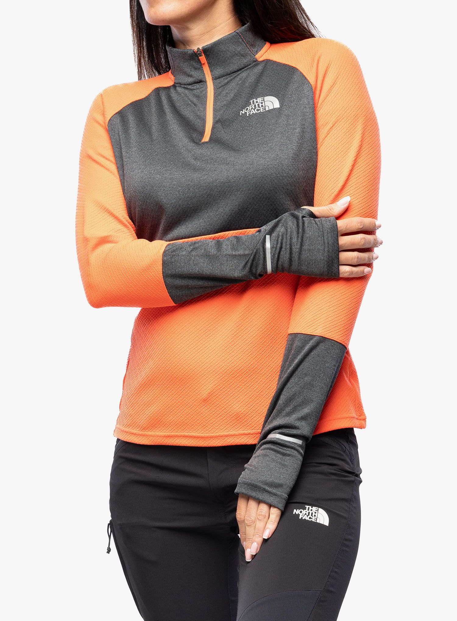 Ženska dukserica The North Face 1-4 Zip Run Fleece - orange/grey