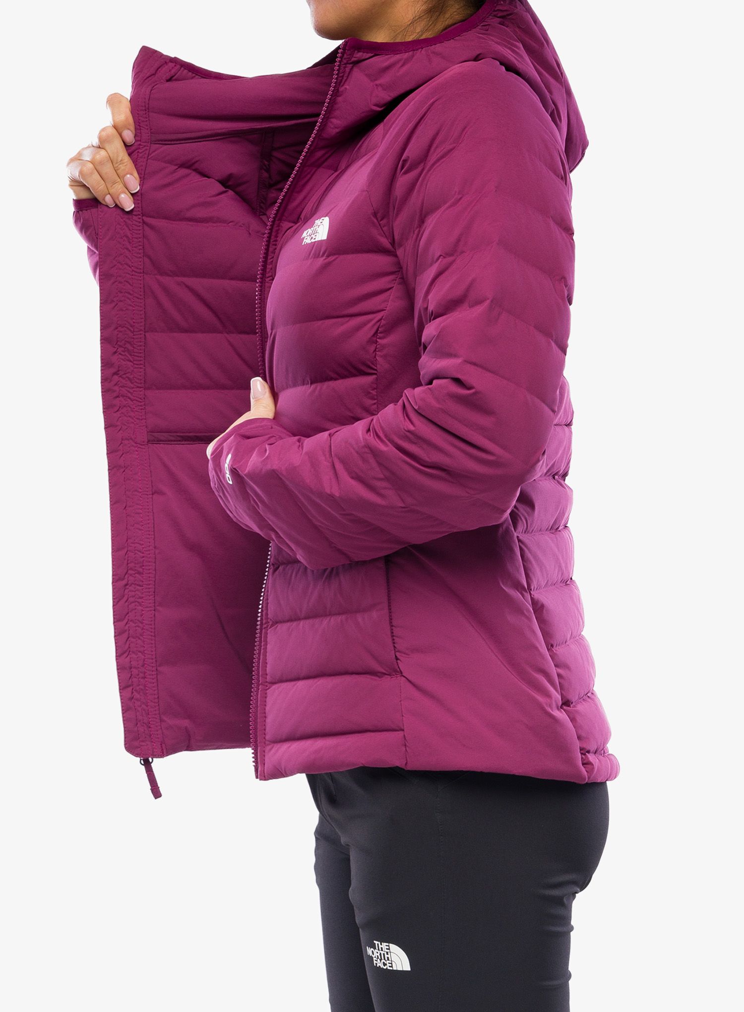 Ženska jakna The North Face Belleview Stretch Down Hoodie - boysenberry