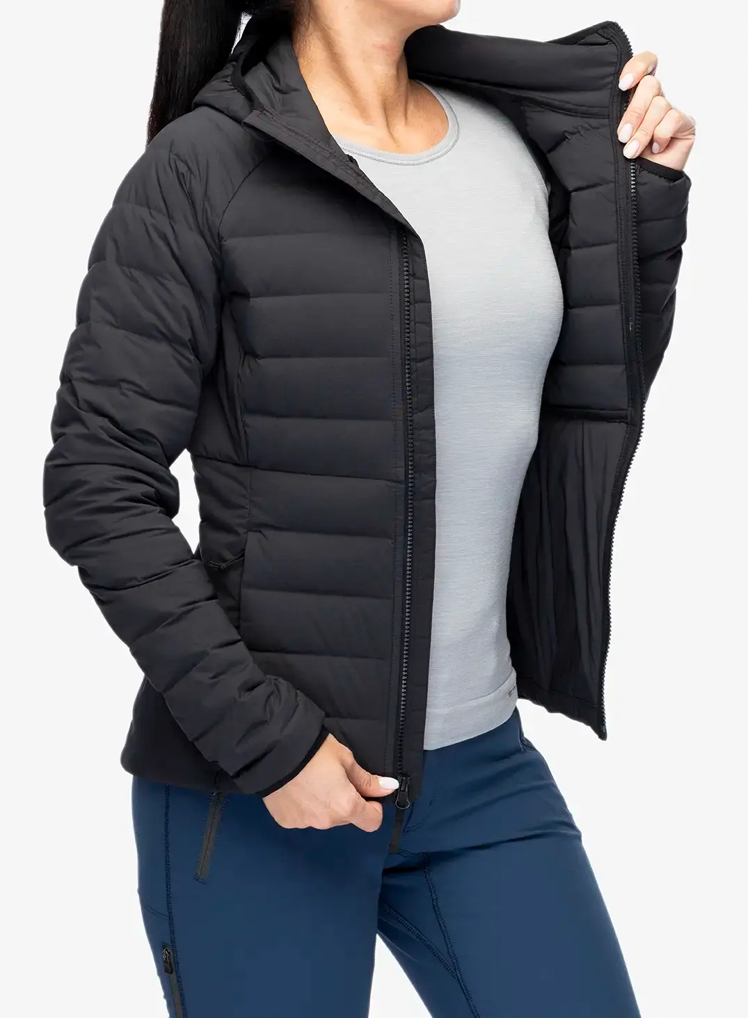 Ženska perjana jakna The North Face Belleview Stretch Down Hoodie - tnf black