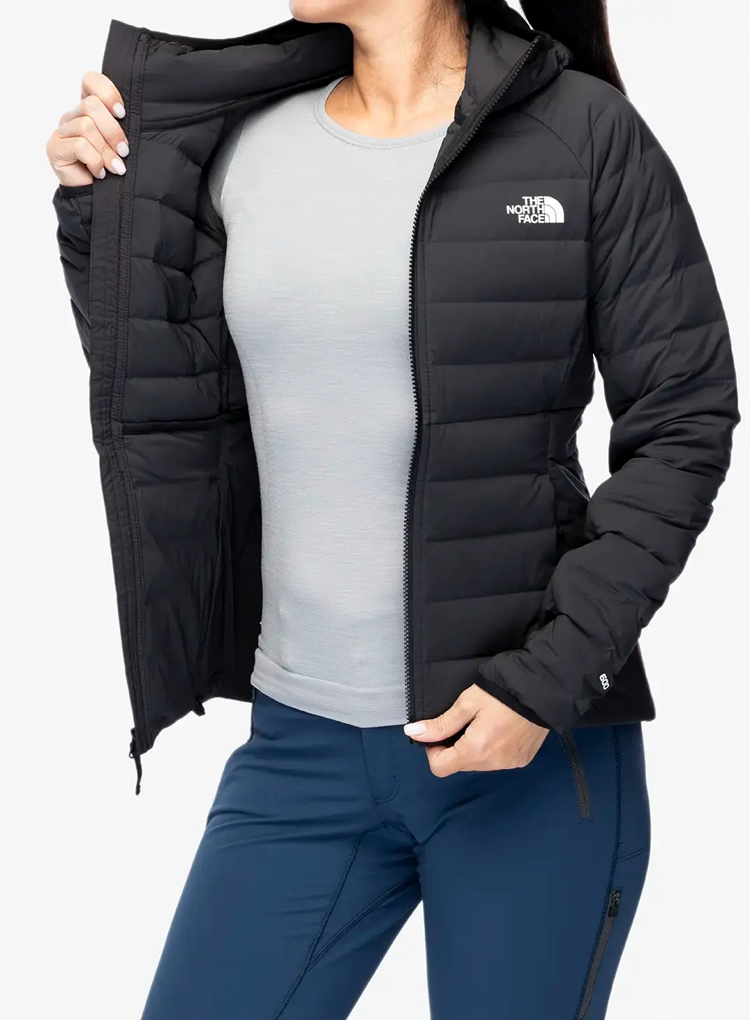 Ženska perjana jakna The North Face Belleview Stretch Down Hoodie - tnf black