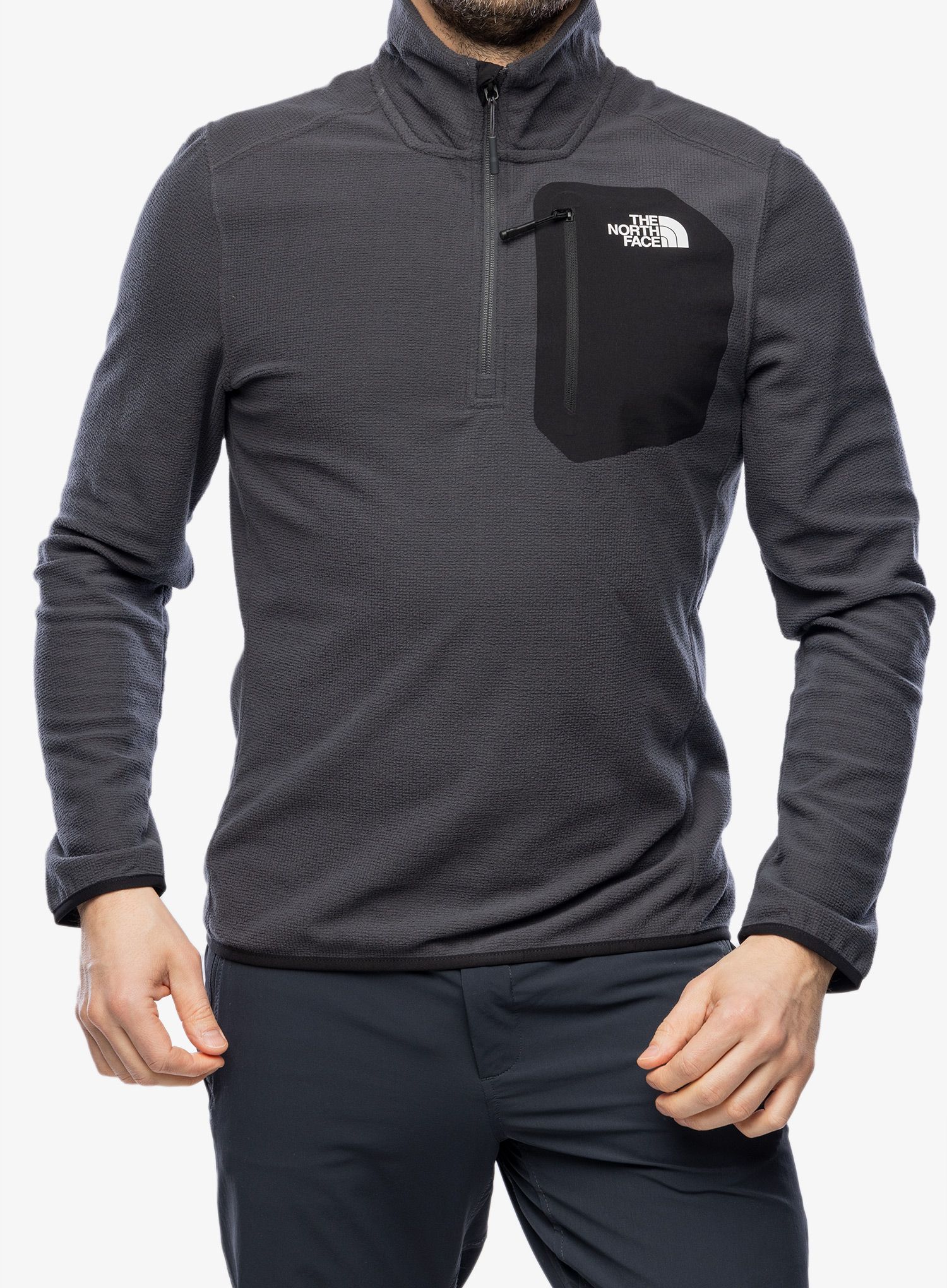 Dukserica s 1/2 patentnim zatvaračem The North Face Experit 1/4 Zip Grid Fleece - grey/black