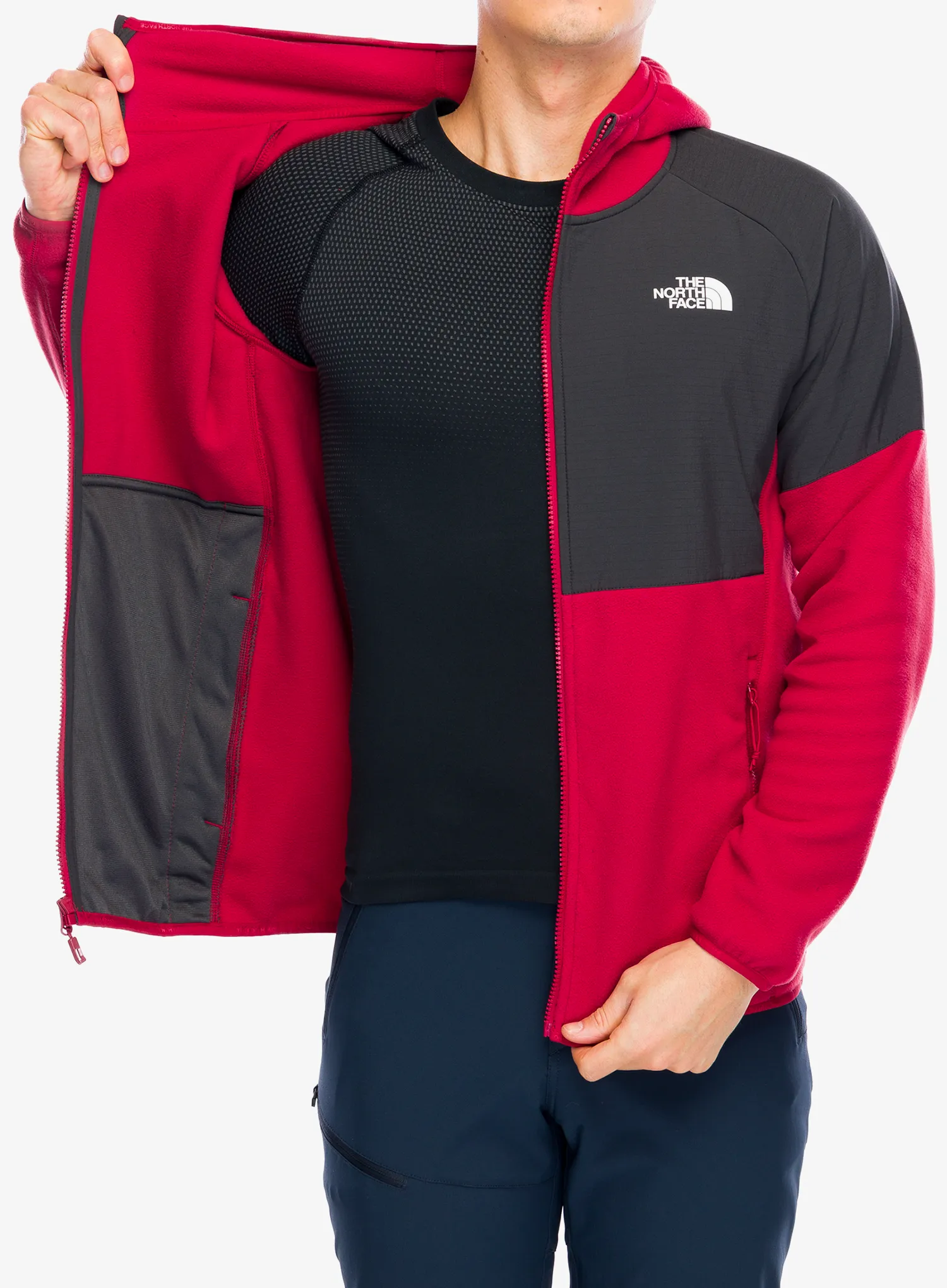 Majica s kapuljačom The North Face Glacier Heavyweight Full Zip HD - garnet red/asphalt grey
