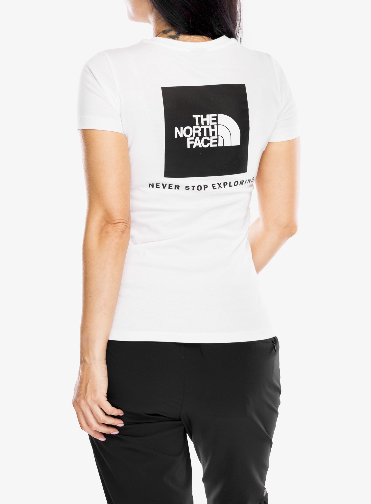 Ženska pamučna majica The North Face S/S Box NSE Slim Tee - tnf white