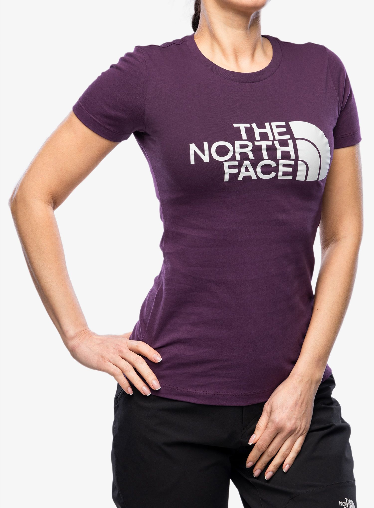 Ženska majica s tiskom The North Face S/S Easy Tee - black currant