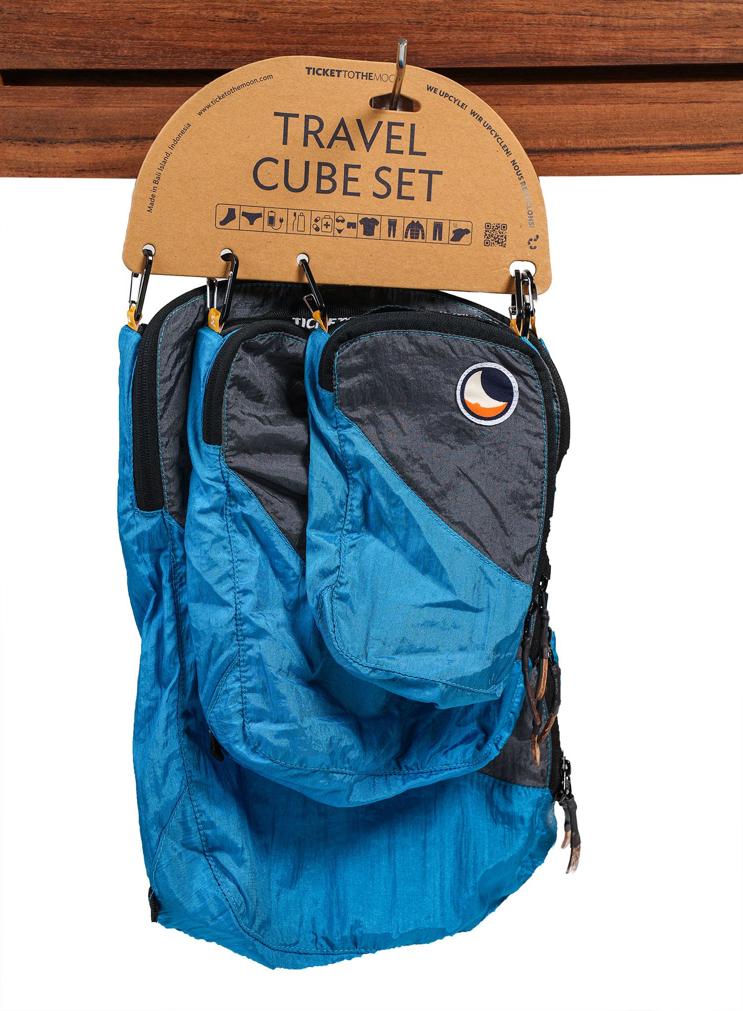 Set organizera Ticket To The Moon Travel Cube Set - aqua/dark grey
